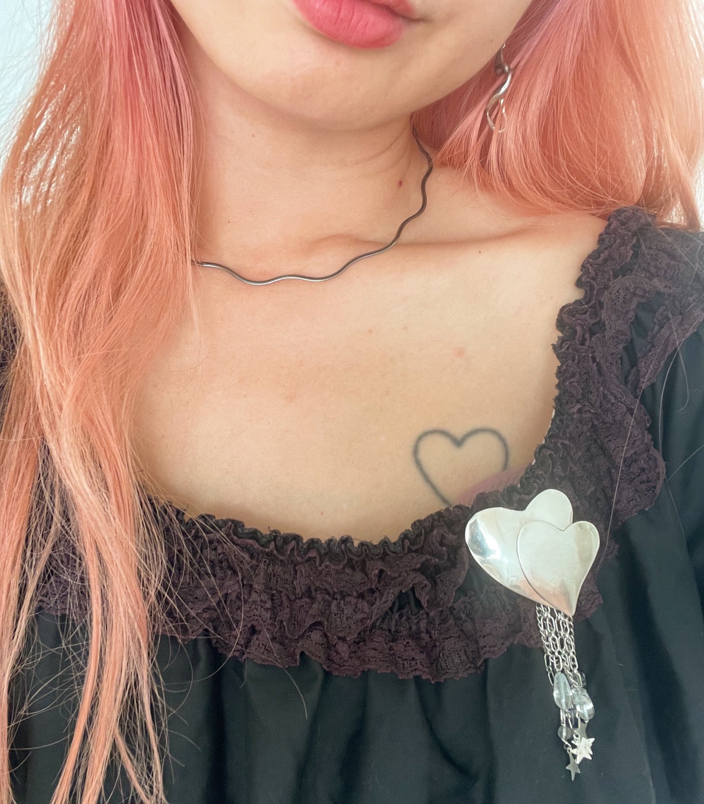 1980‘s Hearts Rain Silver Brooch