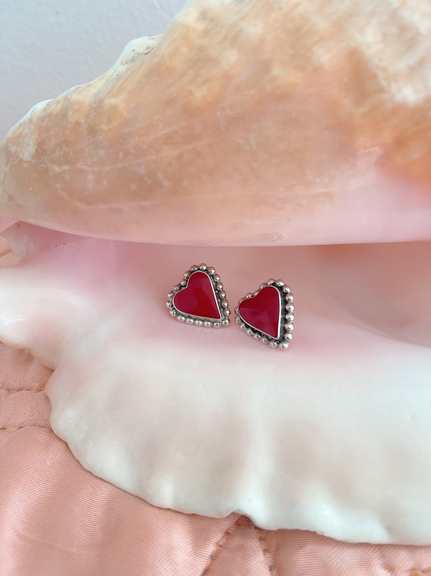 Vintage Jasper Heart Silver Pierce