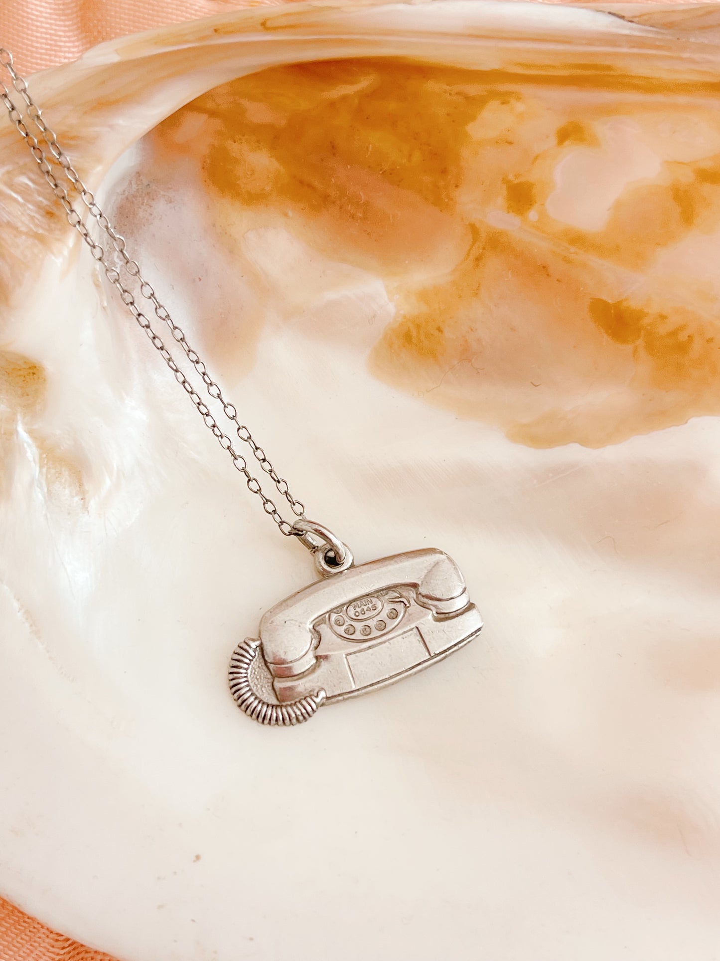 Vintage Telephone Charm Necklace