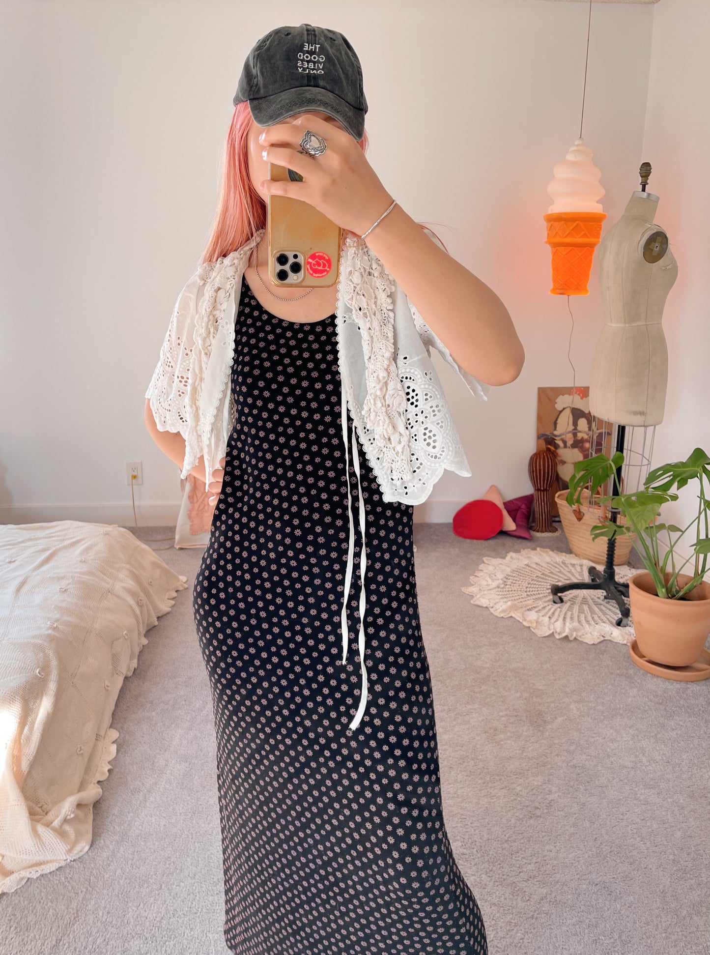 1990s Tiny Flowers Long Dress