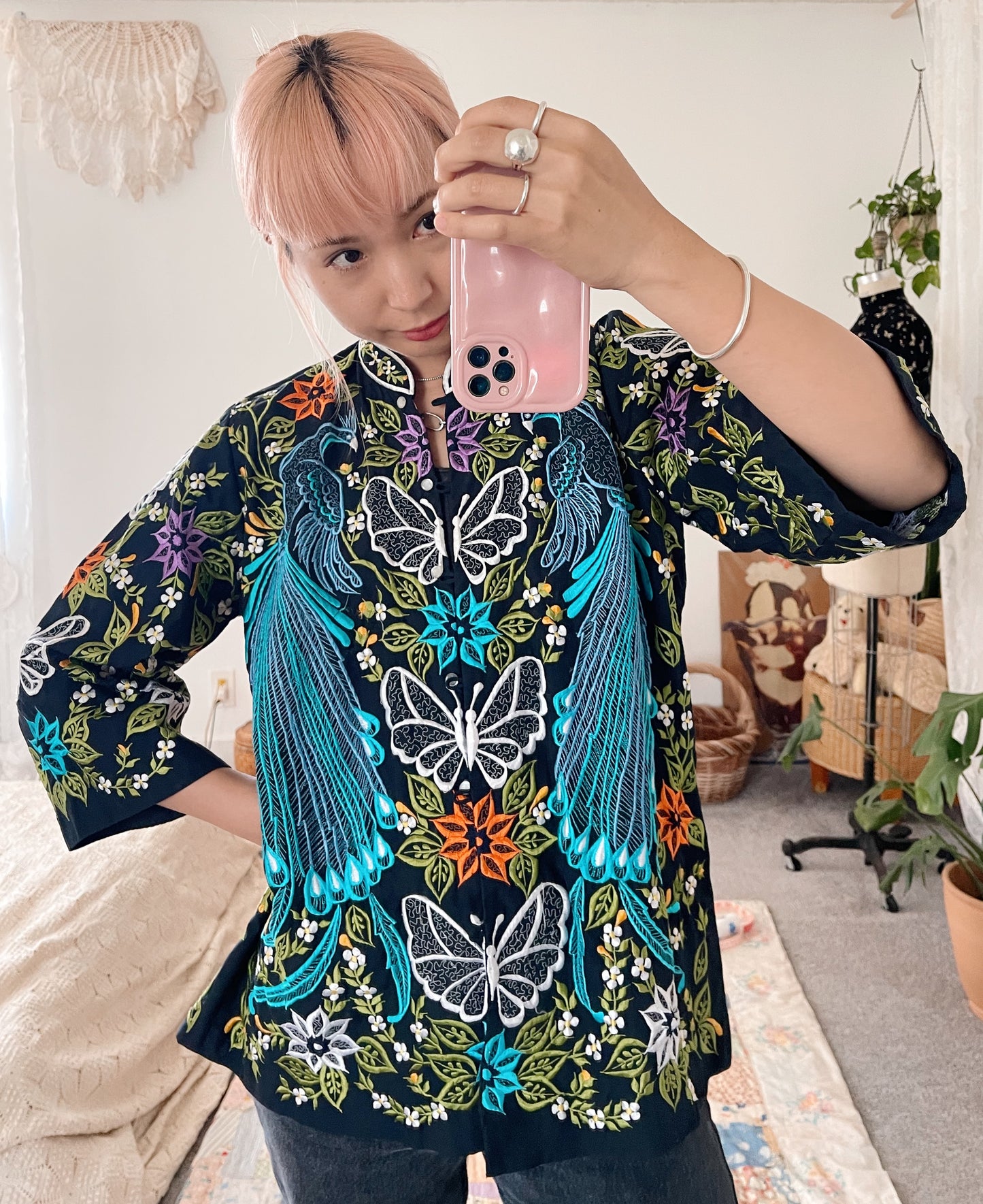 Vintage Embroidered Mandarin Style Jacket