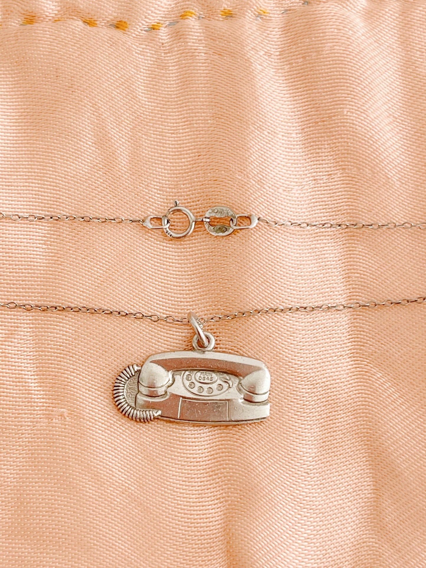 Vintage Telephone Charm Necklace
