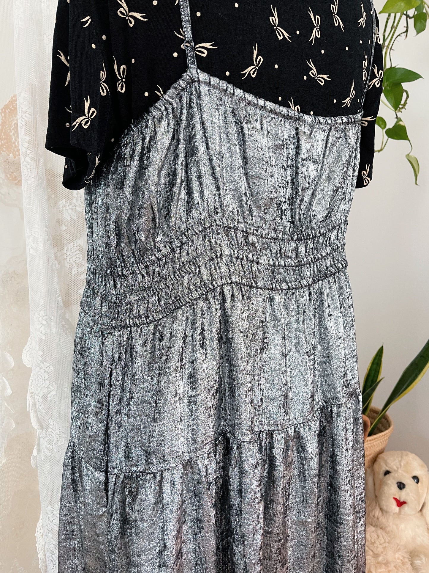 Metallic Silver Camisole Dress