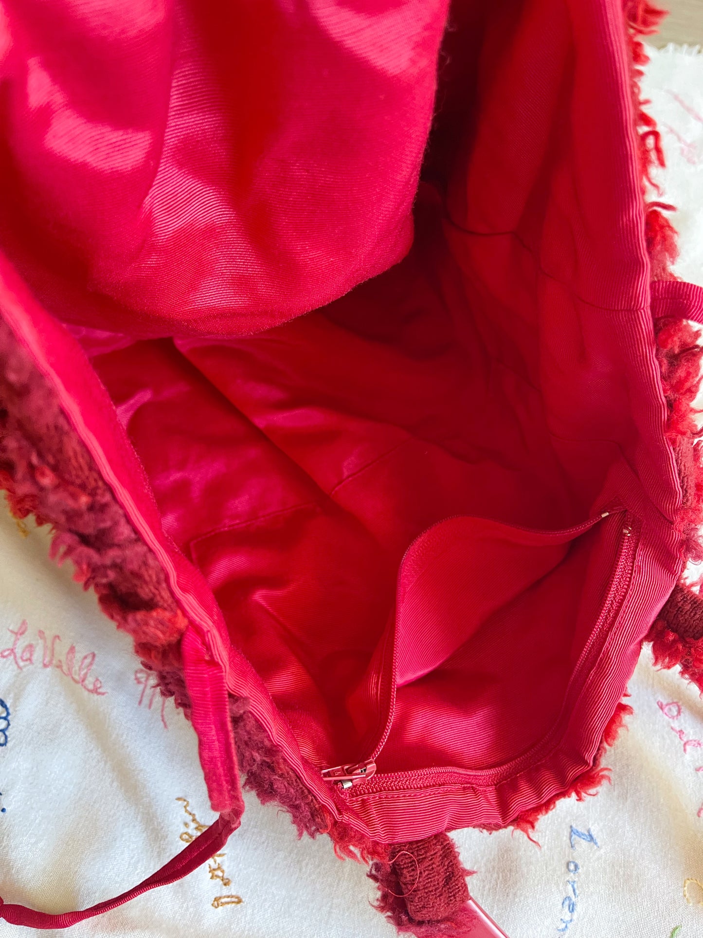 Vintage Chenille Fabric Handbag