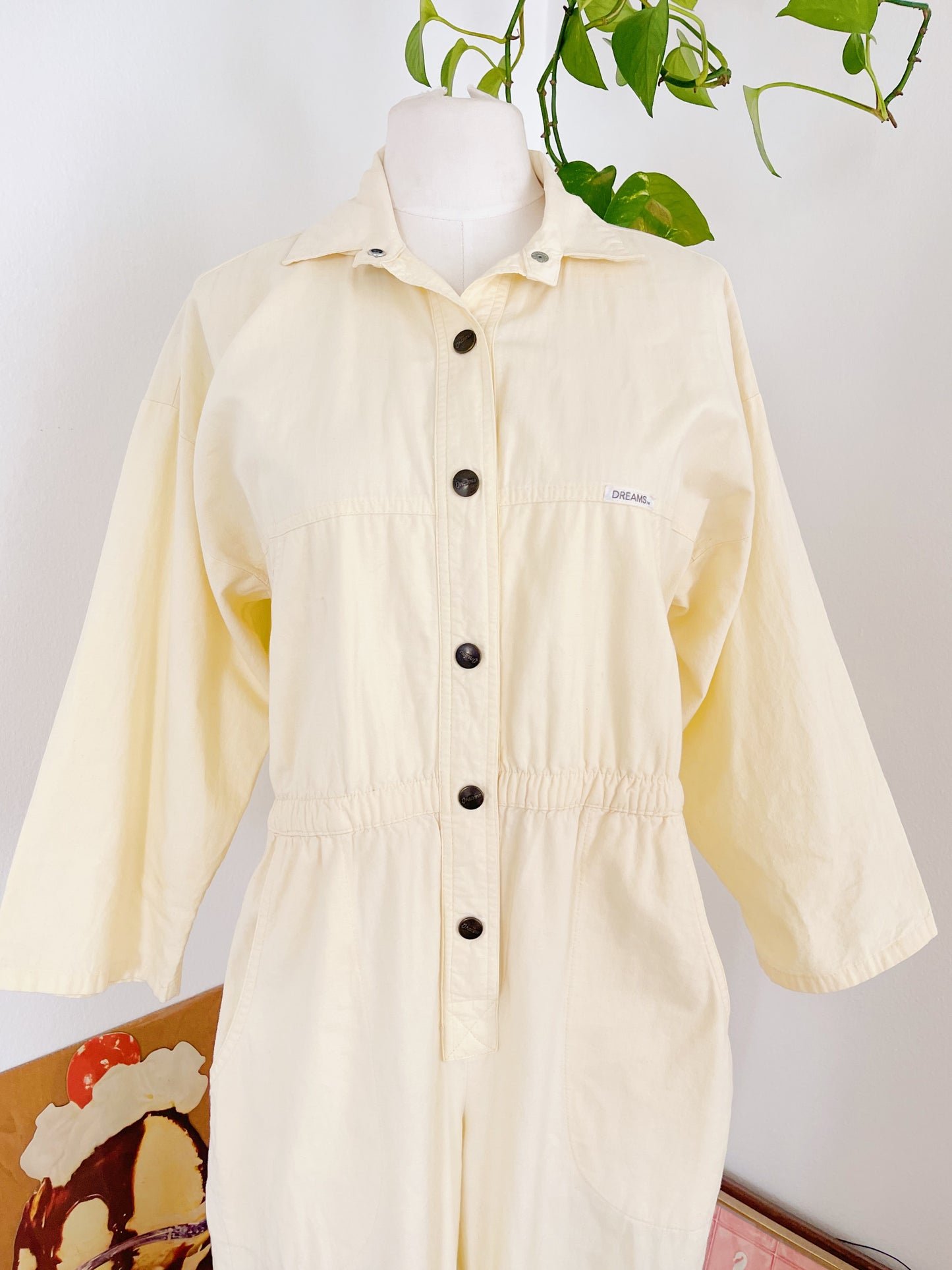 1980’s Cream Lemon Color Jumpsuit