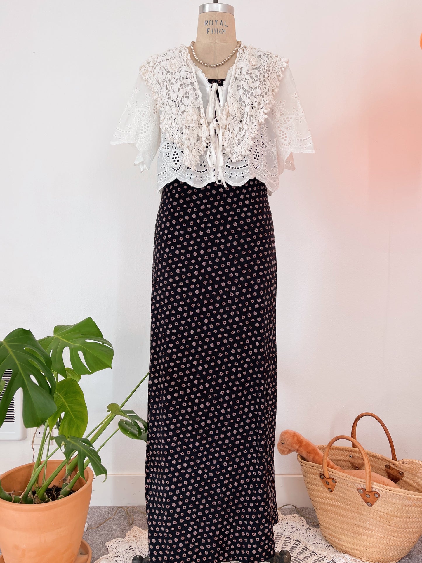 1990s Tiny Flowers Long Dress