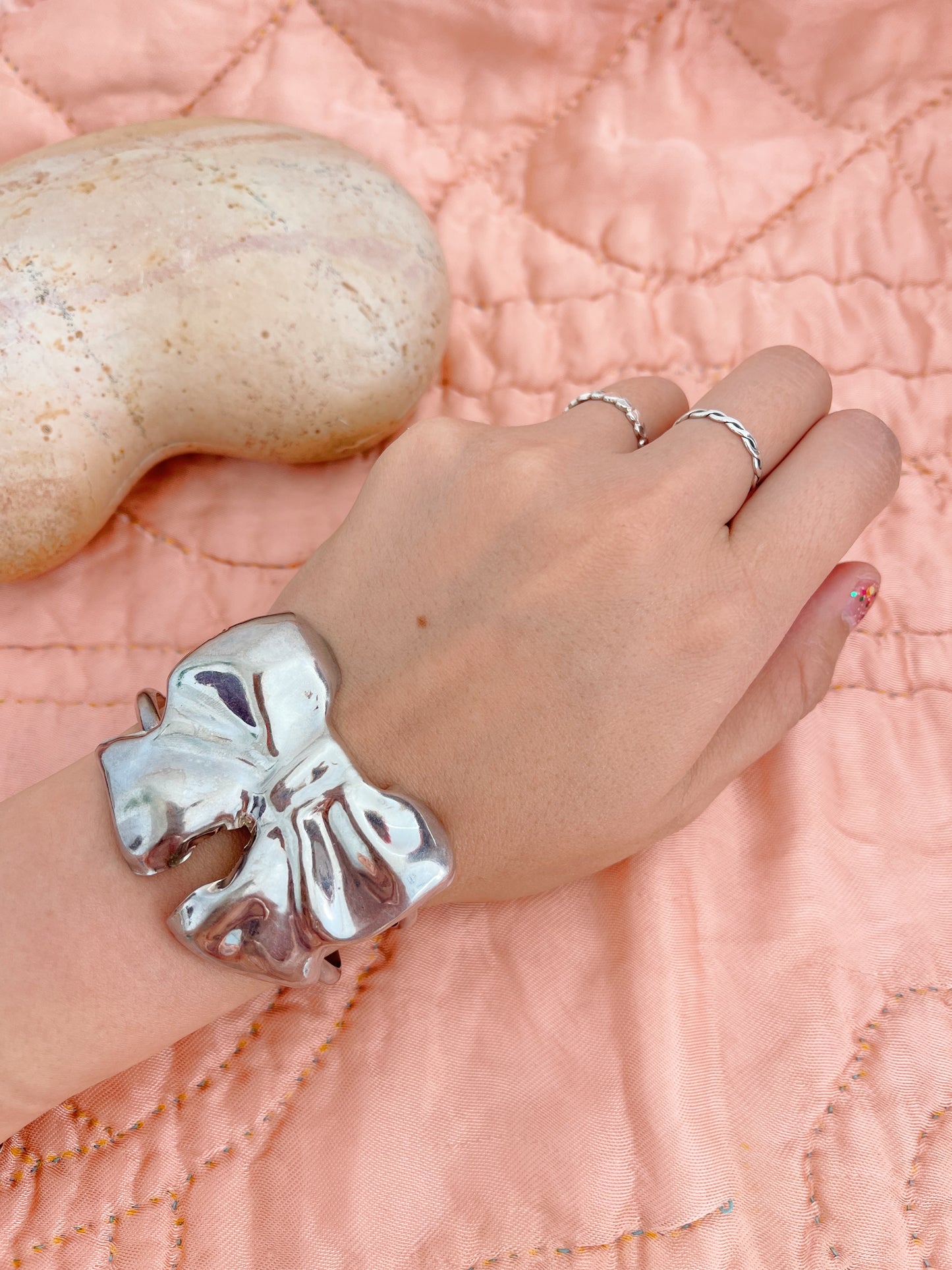 1980’s Huge ! Vintage Ribbon Bow Cuff Bangle.