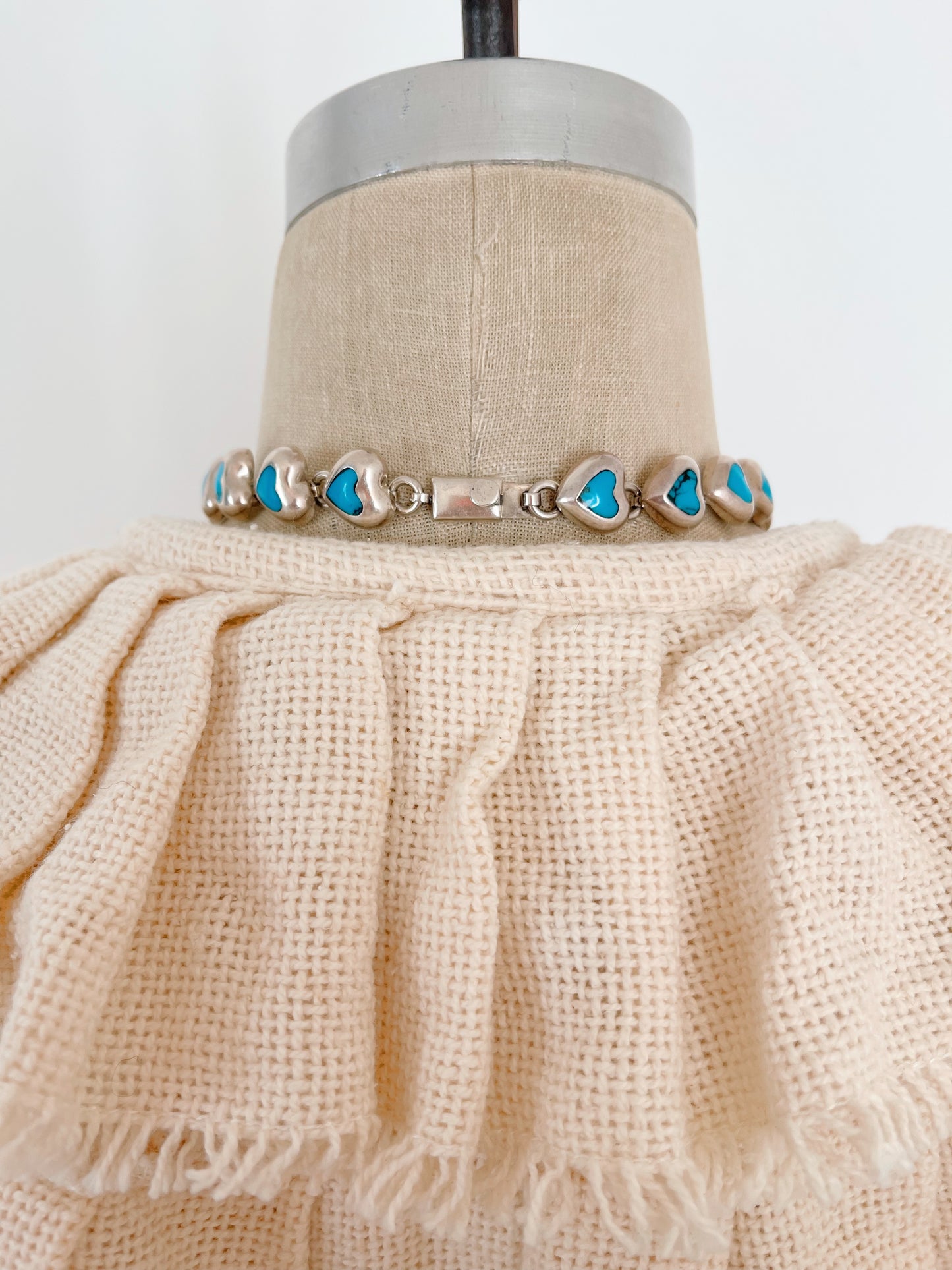 Vintage Turquoise Hearts Choker Necklace
