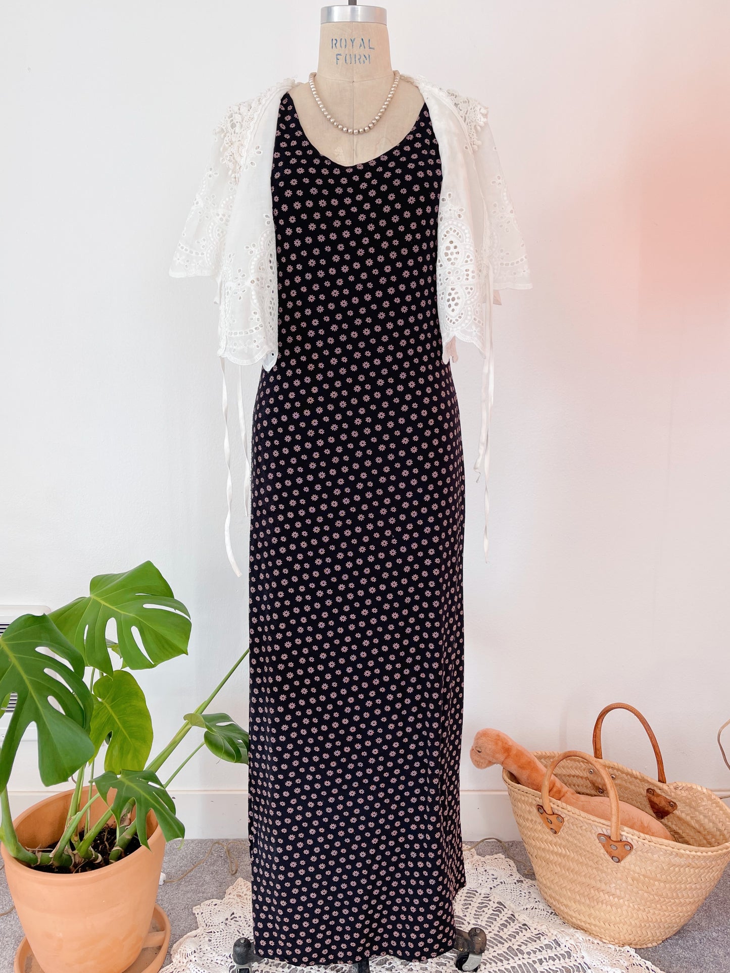 1990s Tiny Flowers Long Dress