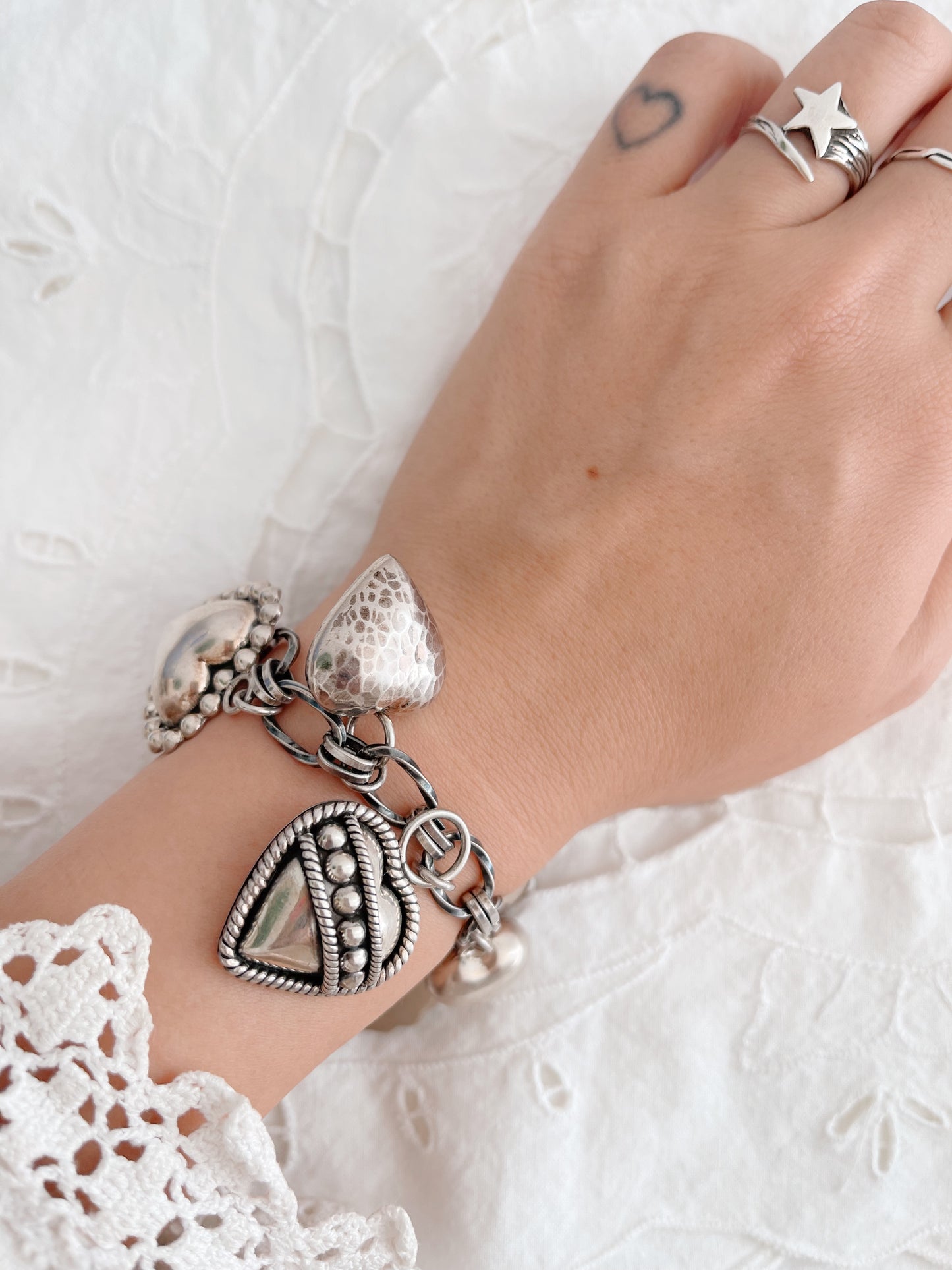 1980’s Silver Seven Hearts Bracelet