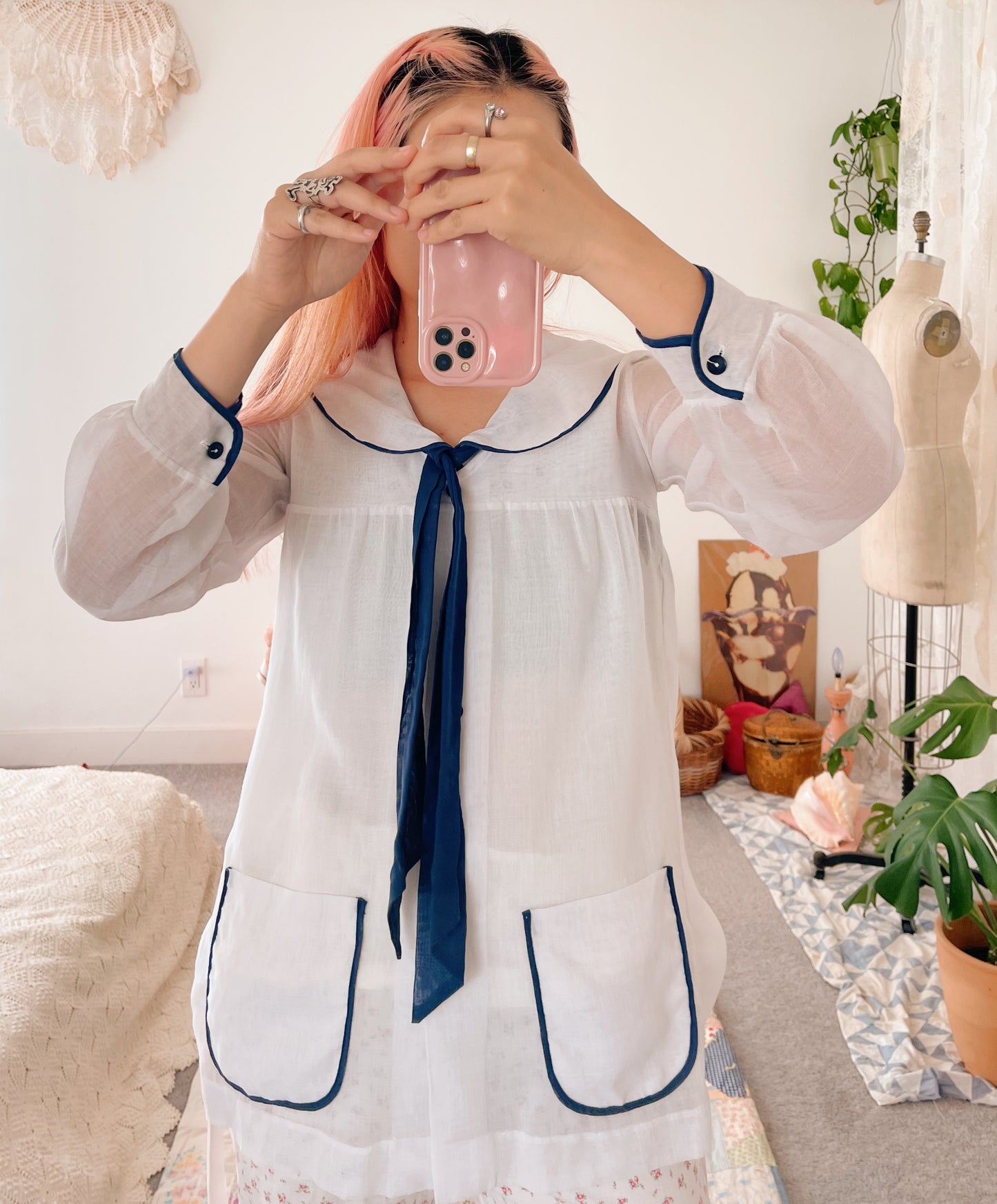 Vintage Sheer Sailor Blouse