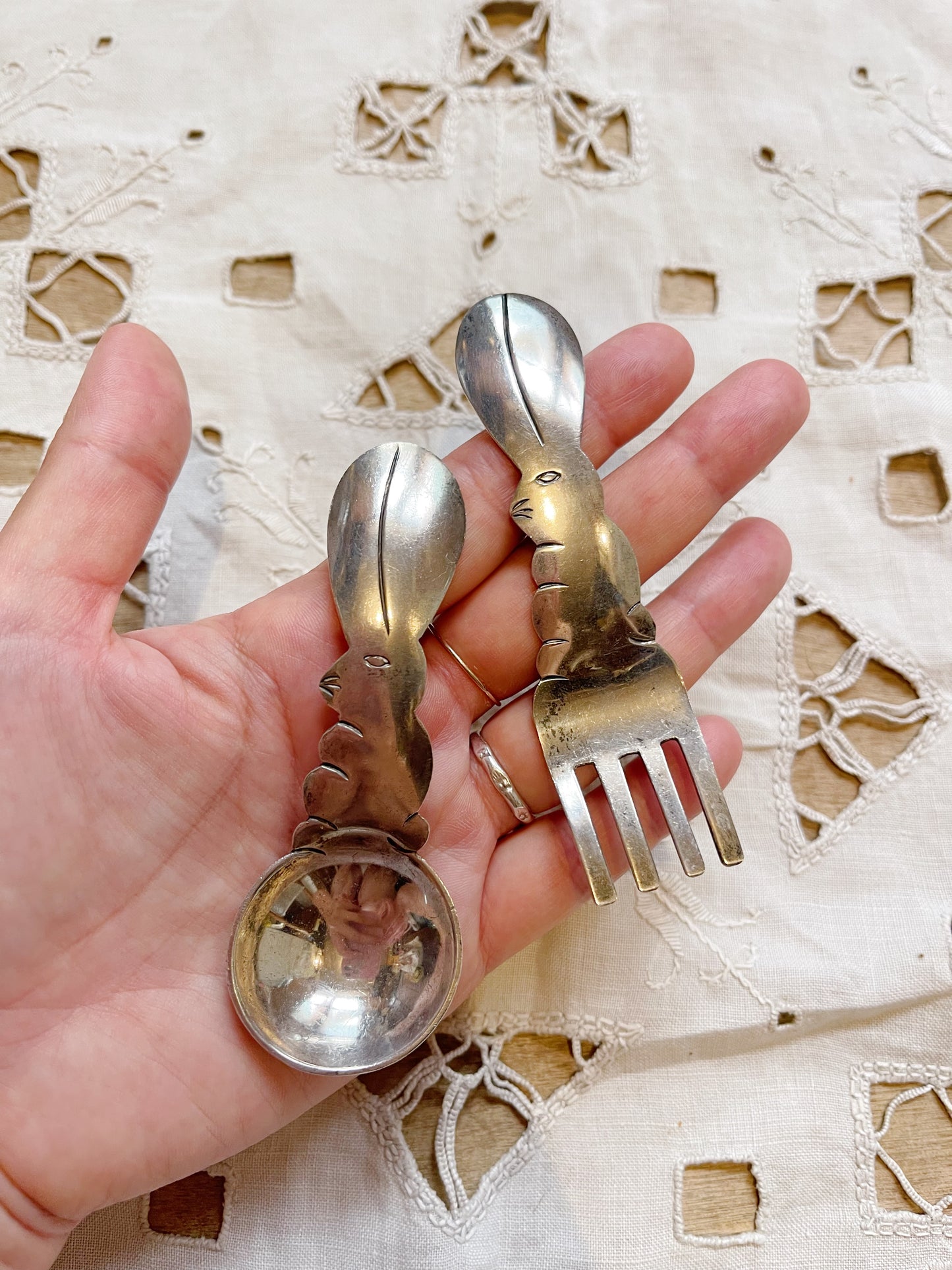 Vintage Rare Mexican Silver Fork and Spoon
