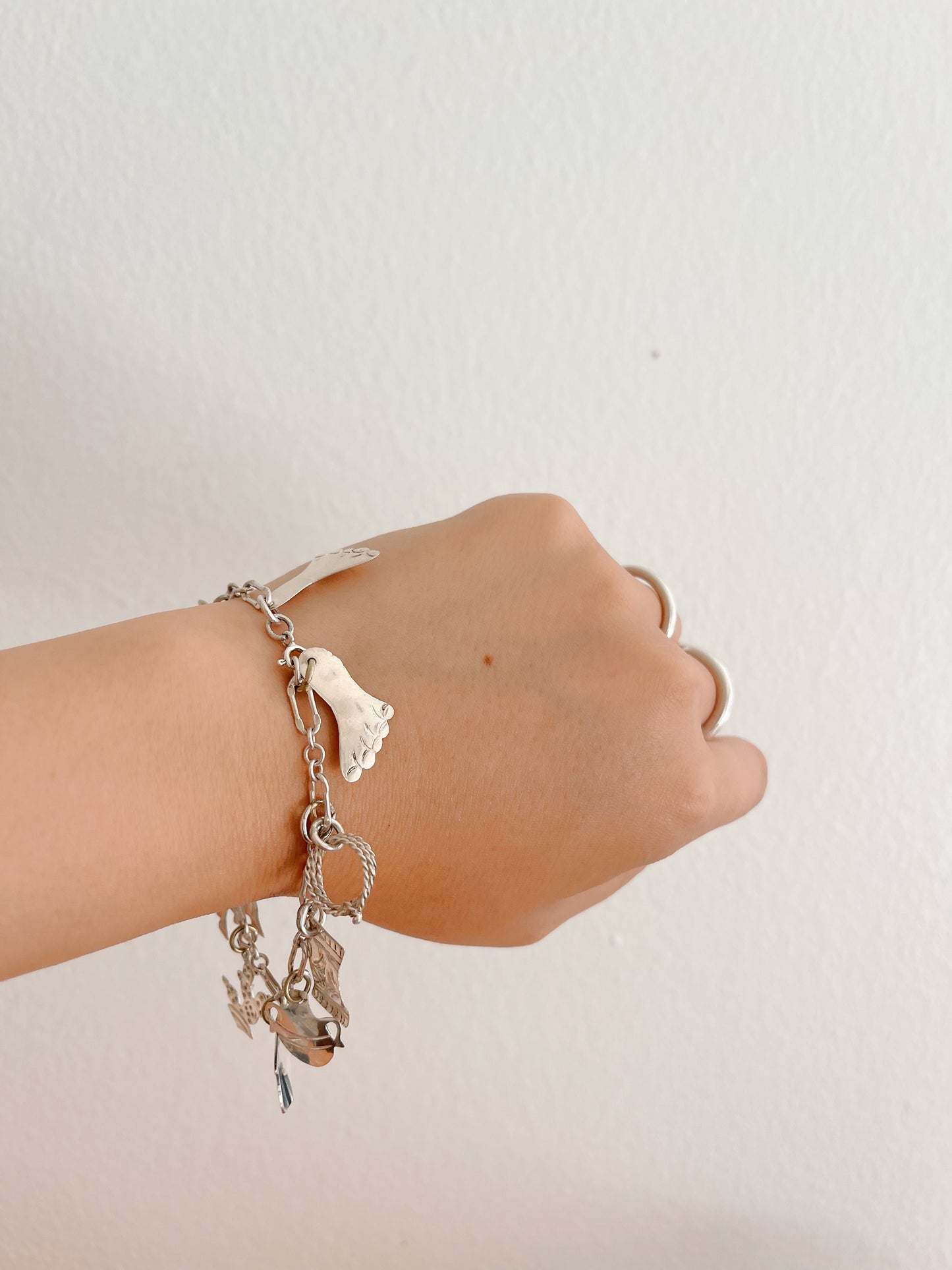 Vintage Mexican Silver Charms Bracelet