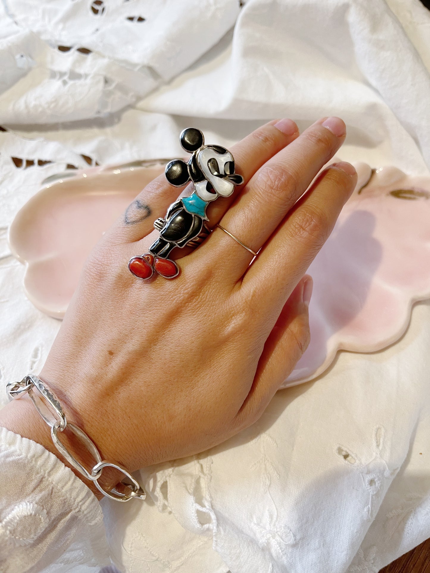 Vintage Zuni Inlay Mouse Ring