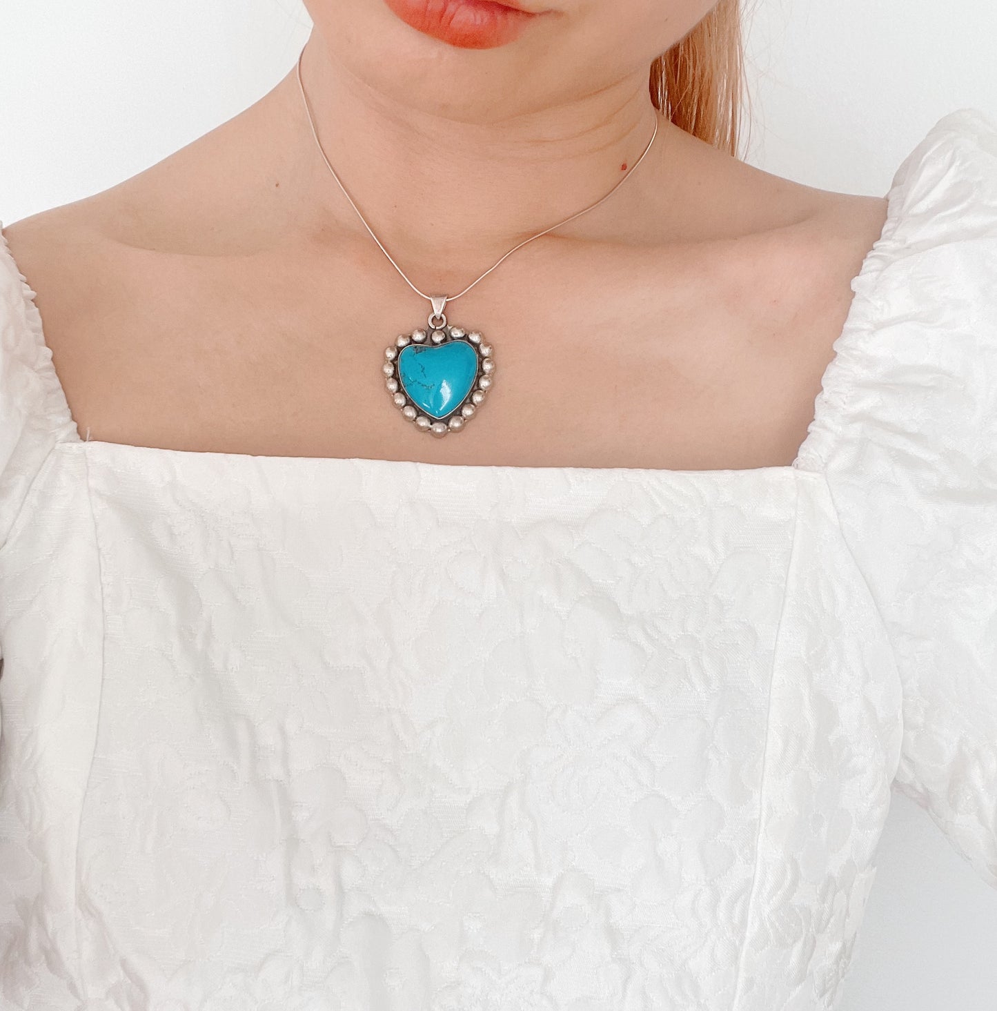 1980‘s Turquoise Heart Silver Pendant.