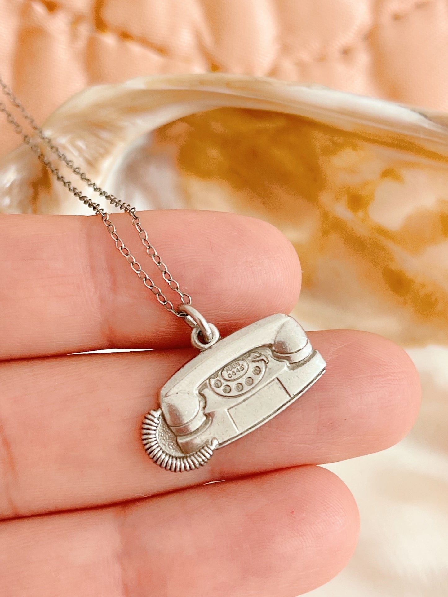 Vintage Telephone Charm Necklace
