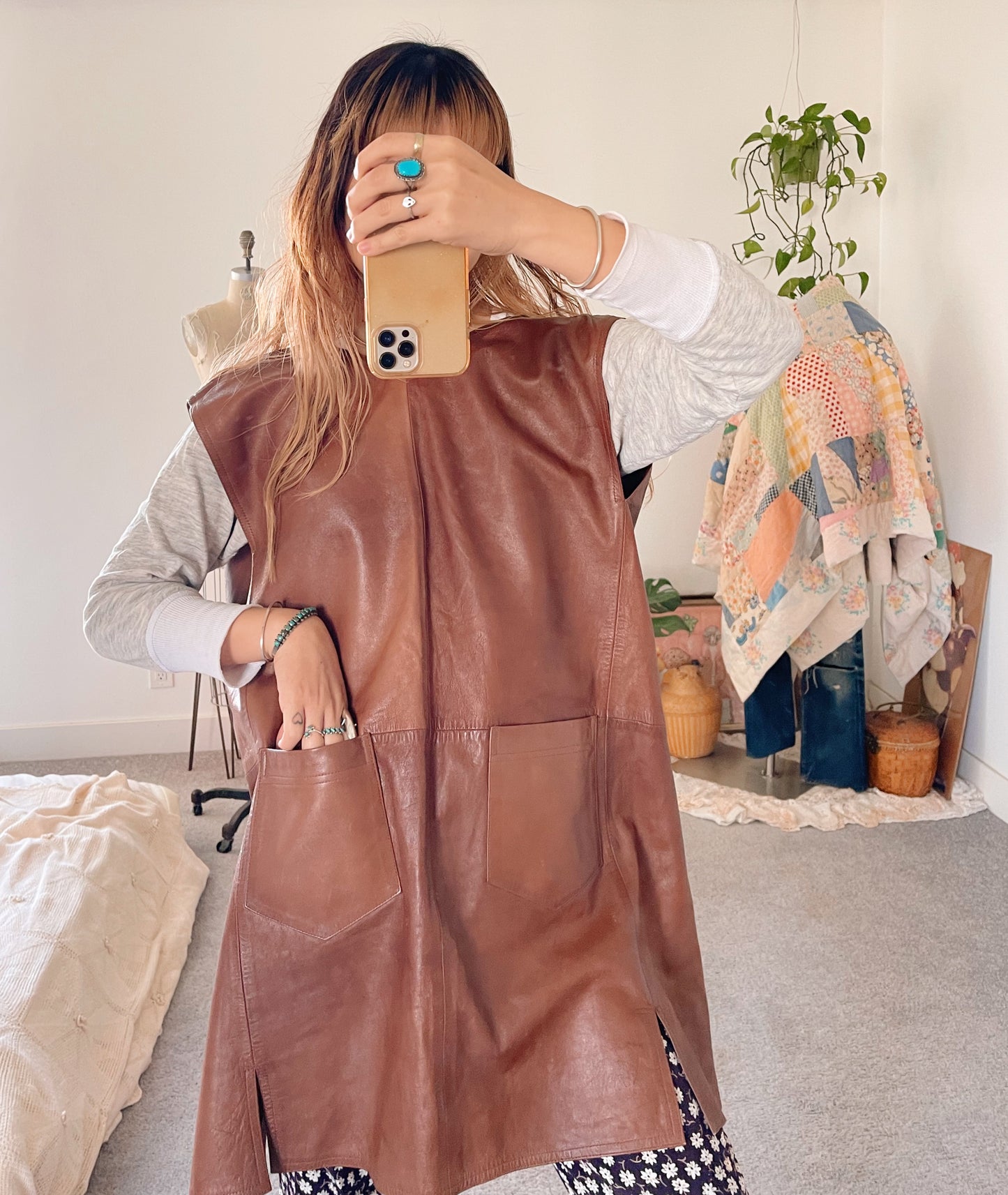 Vintage Leather Vest Dress.