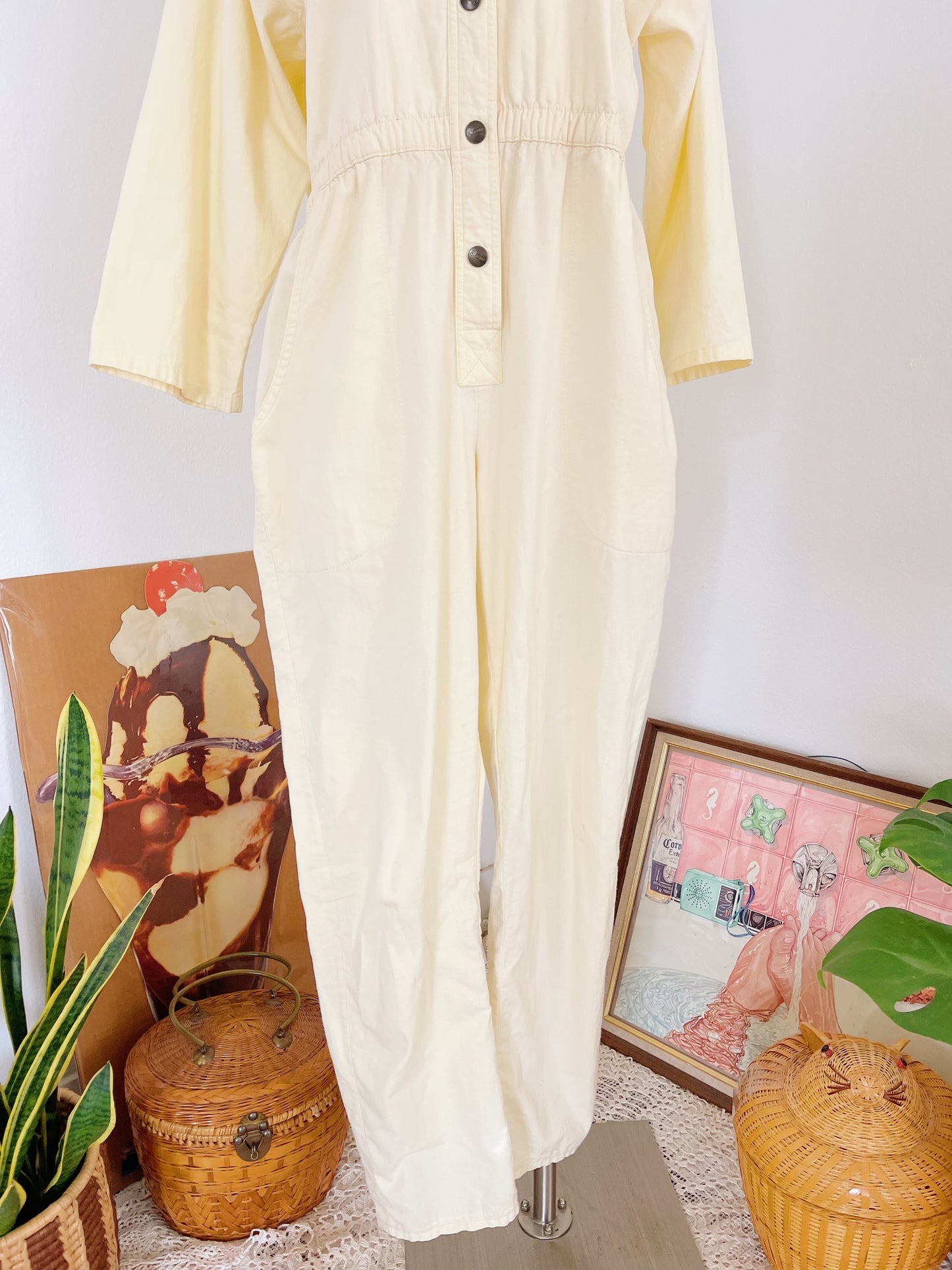 1980’s Cream Lemon Color Jumpsuit