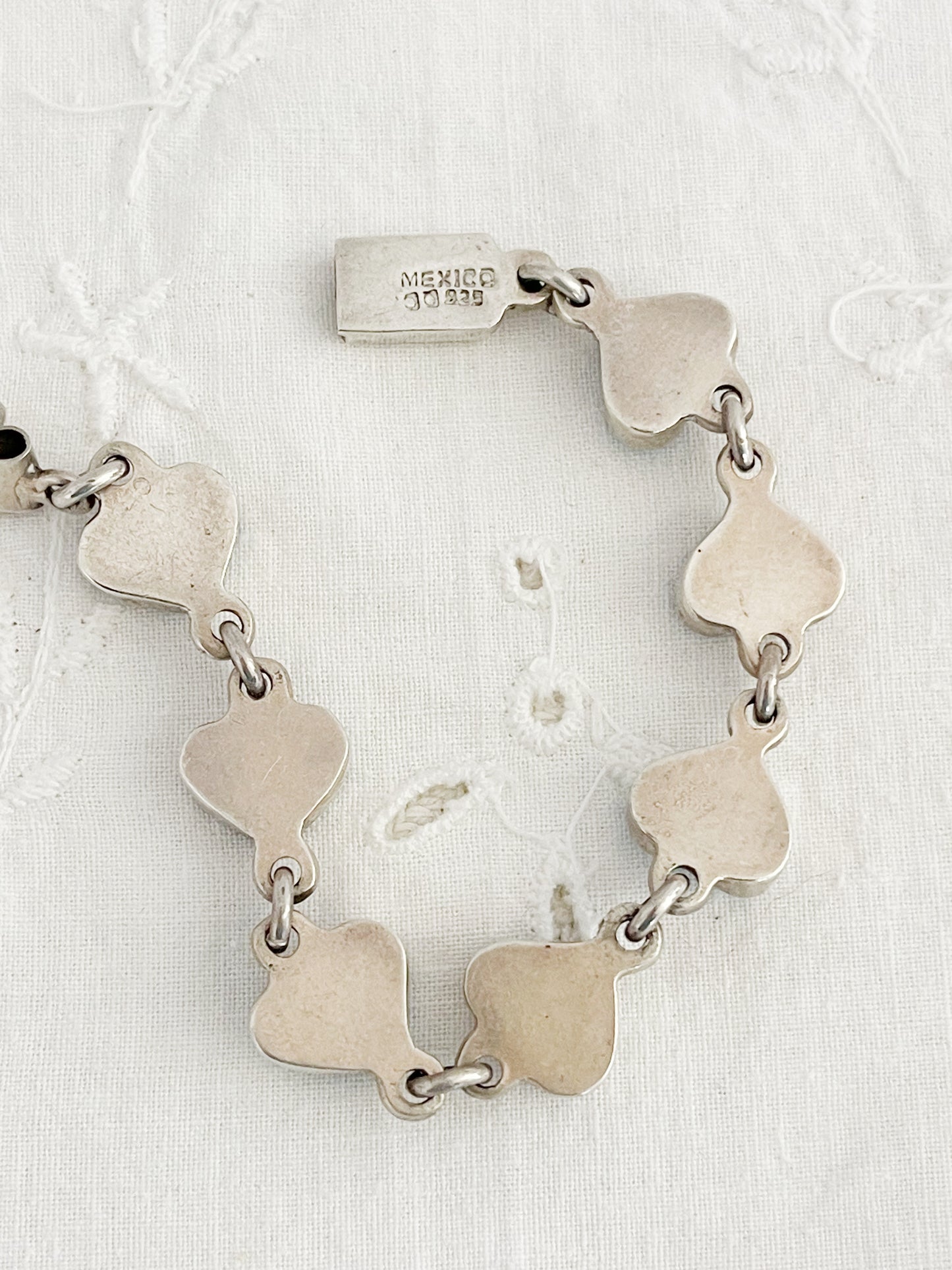 Vintage Tiny Heart Turquoise Silver Bracelet.