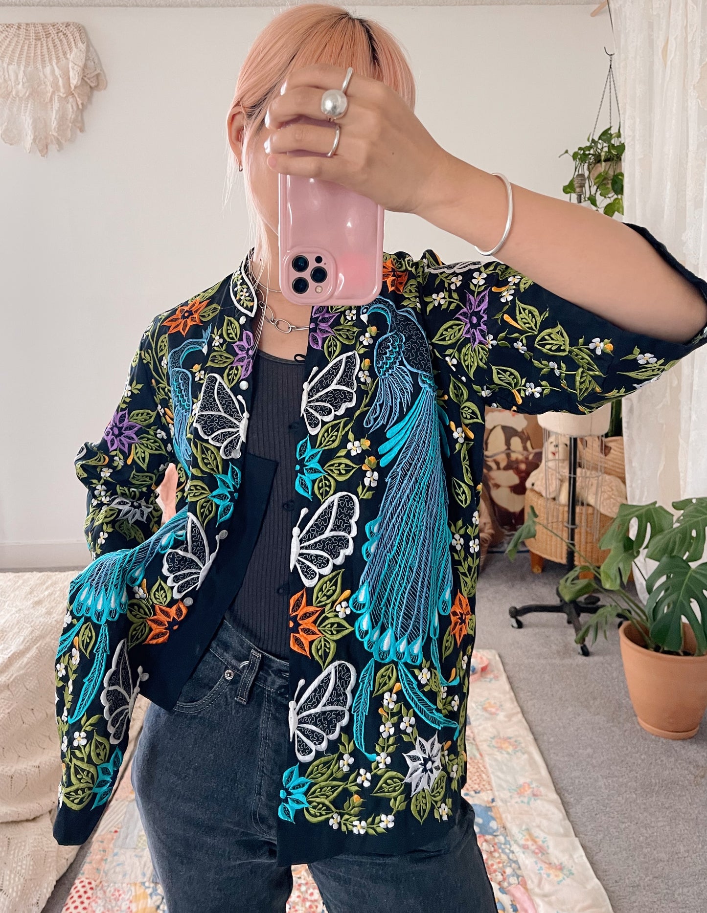 Vintage Embroidered Mandarin Style Jacket