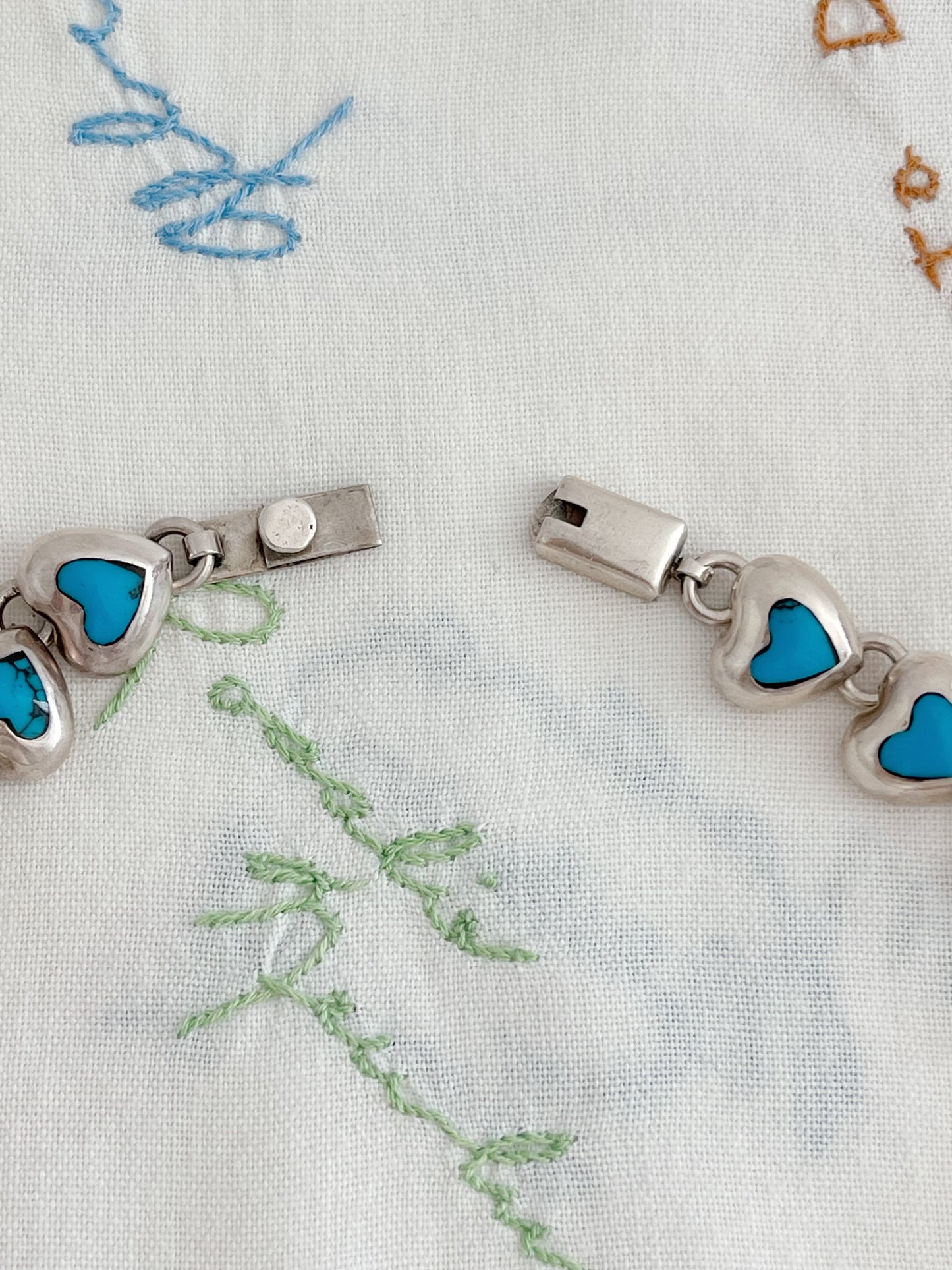 Vintage Turquoise Hearts Choker Necklace