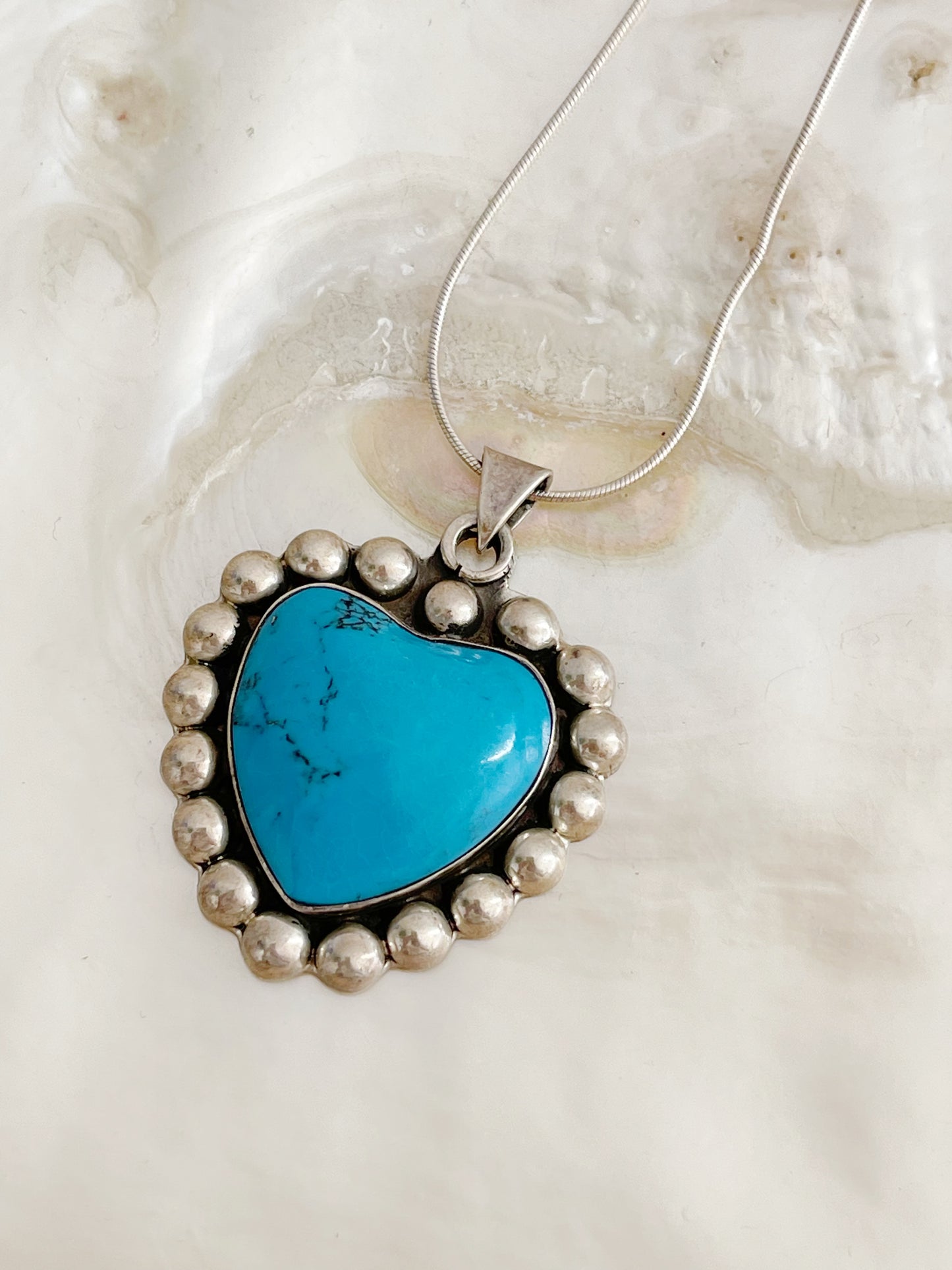 1980‘s Turquoise Heart Silver Pendant.