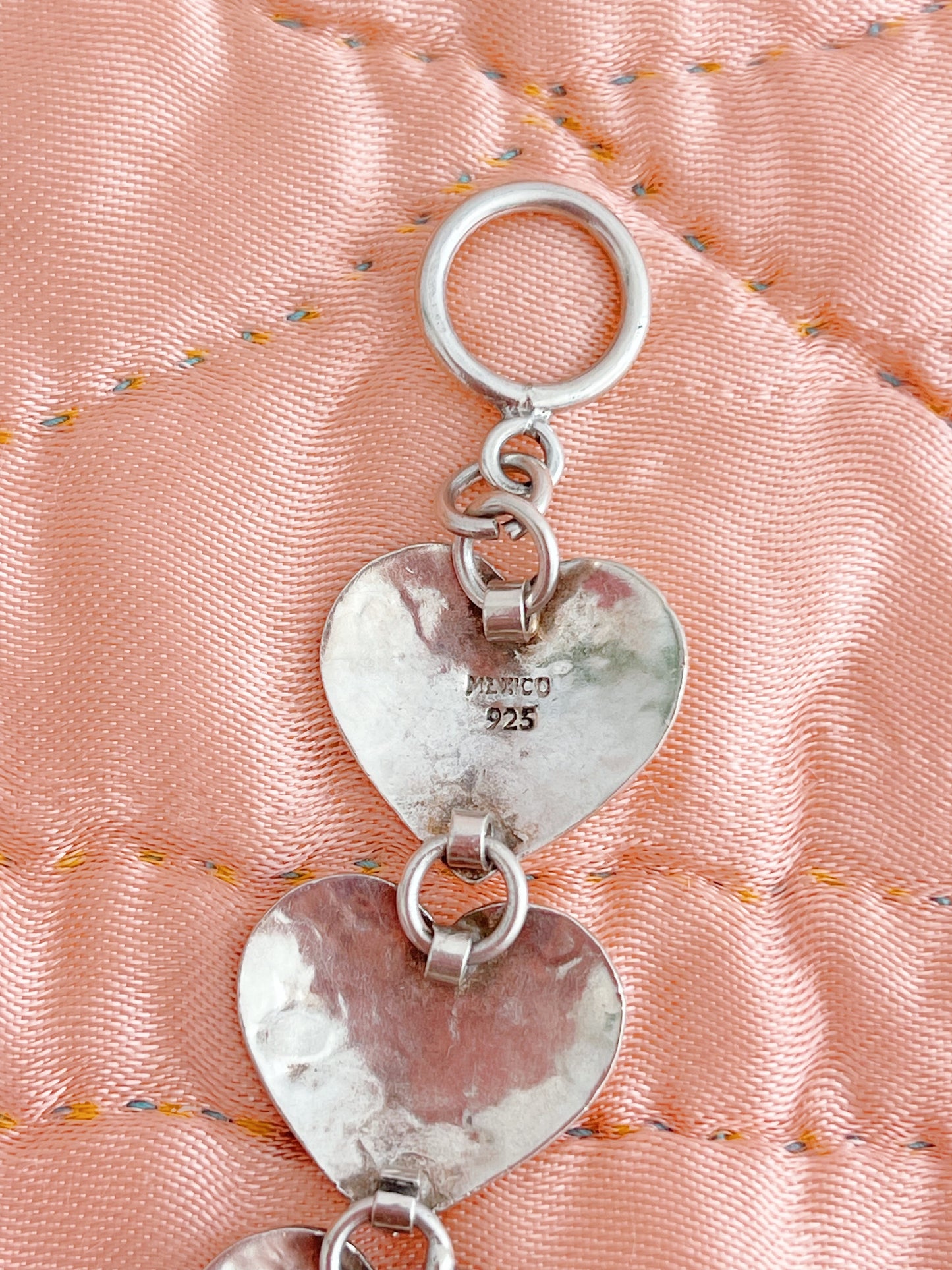 Vintage Hammered Silver Heart Bracelet