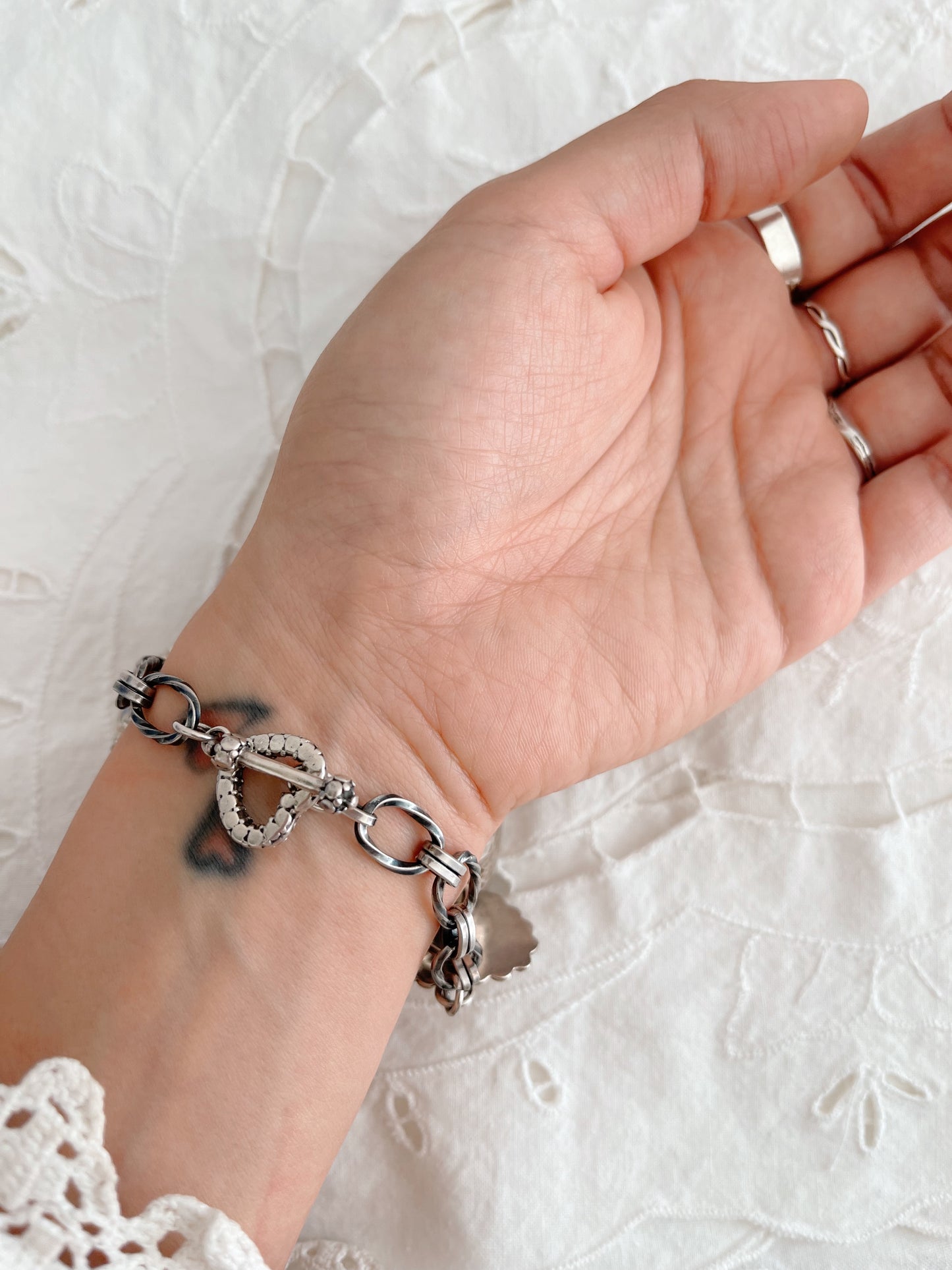 1980’s Silver Seven Hearts Bracelet