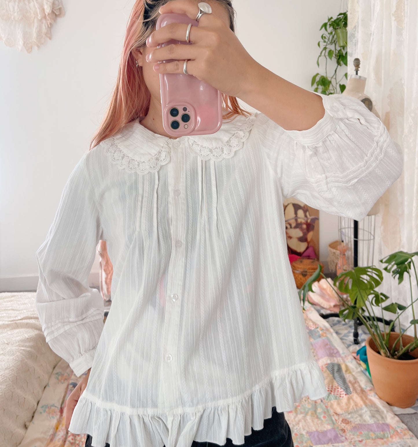 Vintage Cotton Frill Blouse