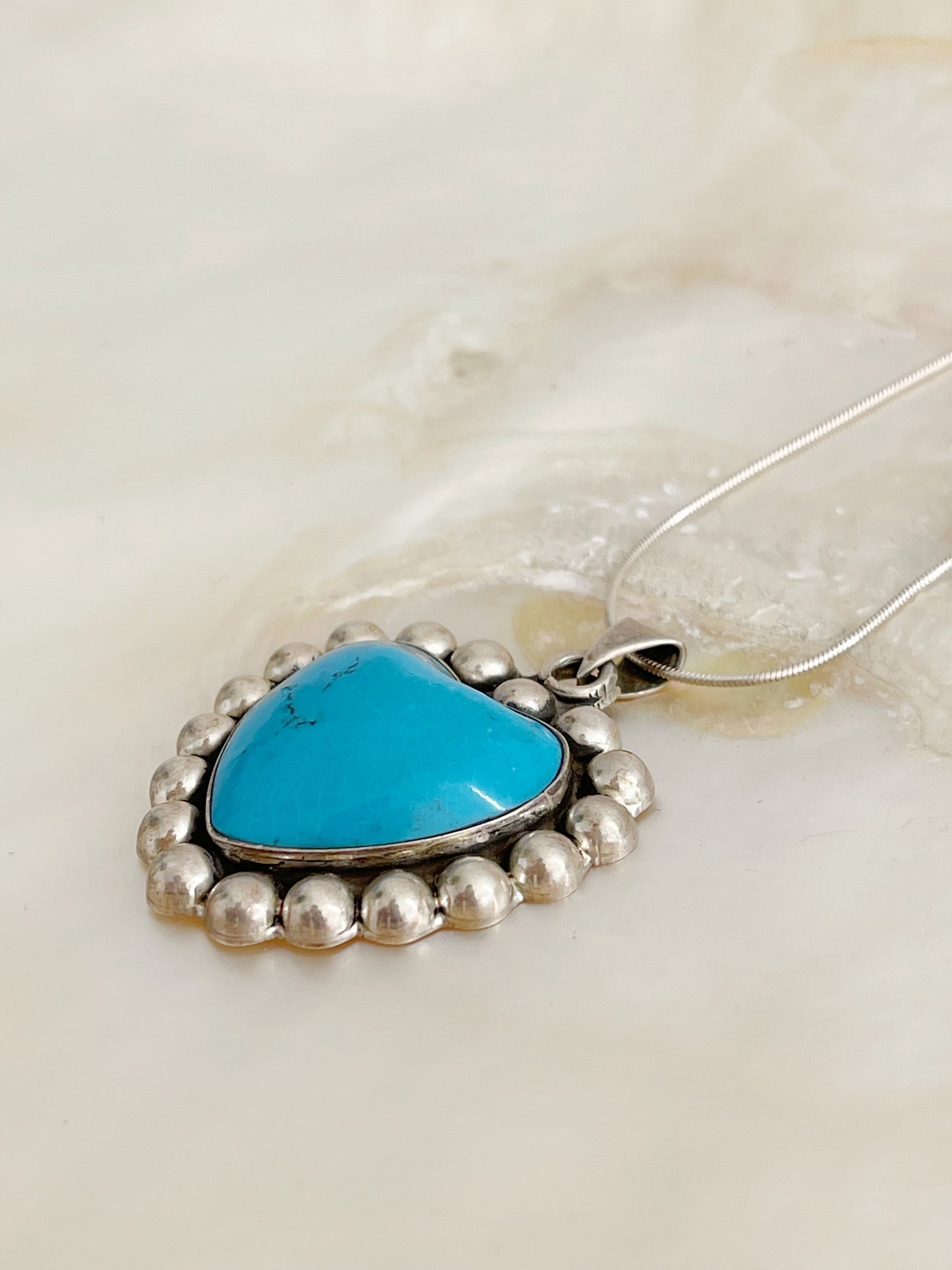 1980‘s Turquoise Heart Silver Pendant.