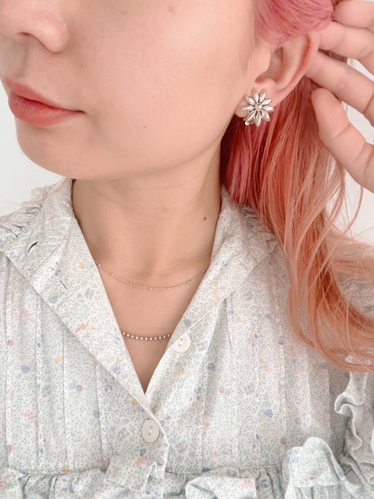 1980‘s Flower Silver Clip Earrings.