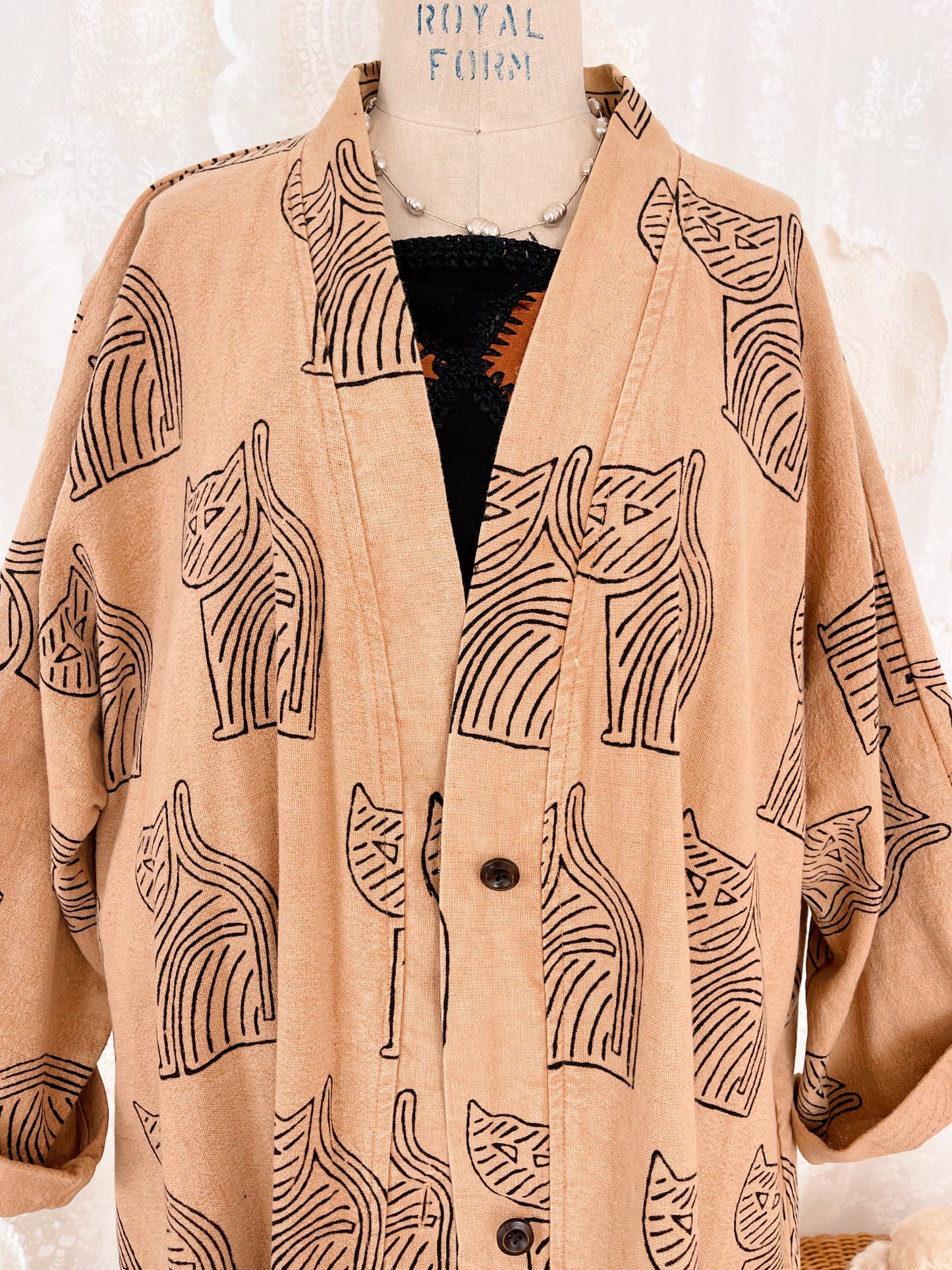 1980s Cats Cotton Long Jacket