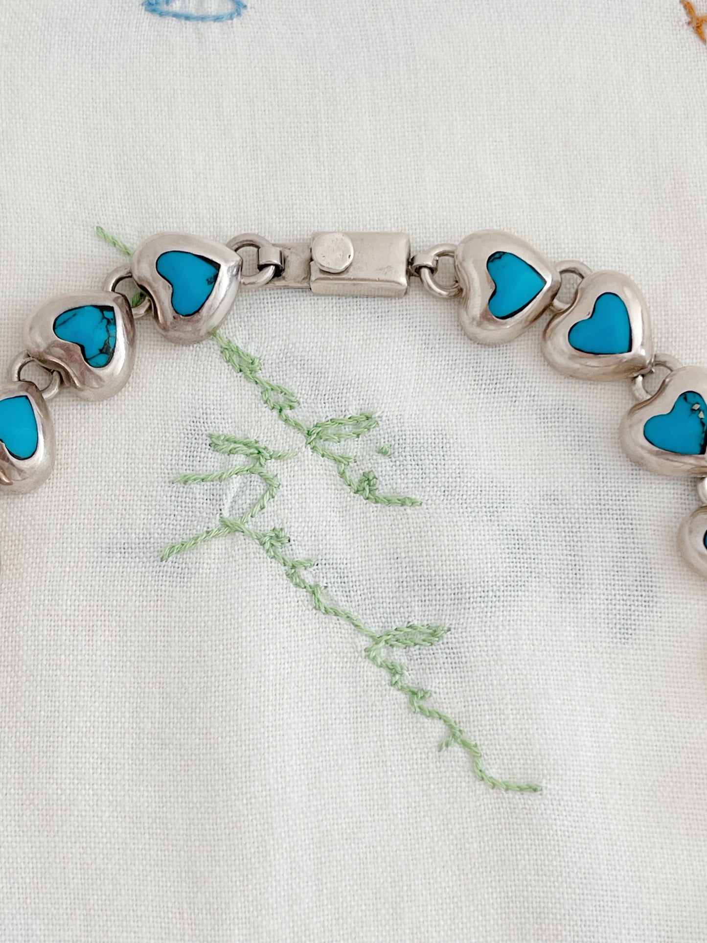 Vintage Turquoise Hearts Choker Necklace