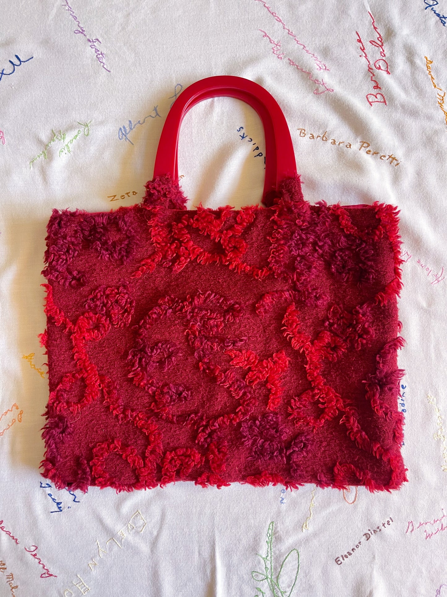 Vintage Chenille Fabric Handbag