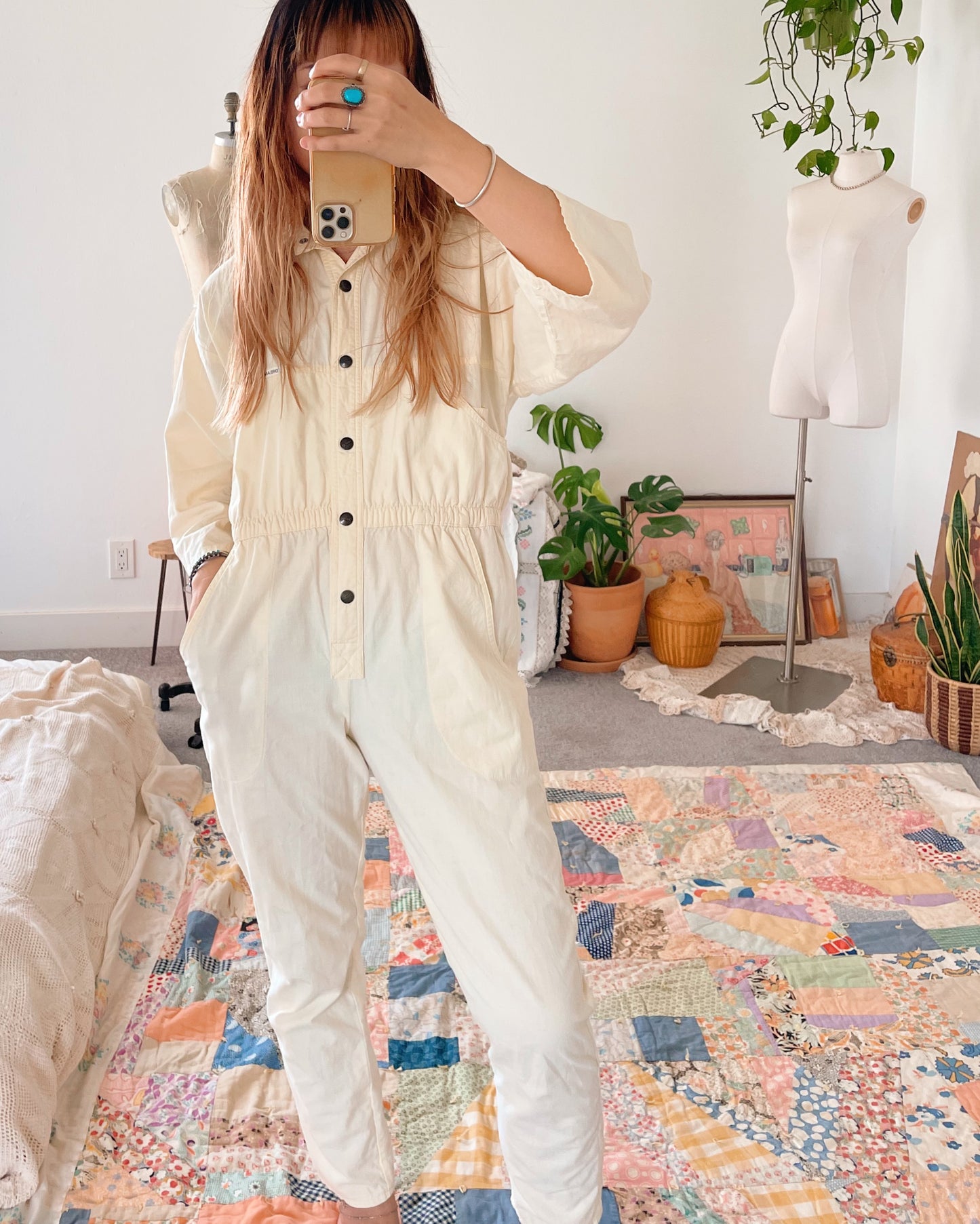 1980’s Cream Lemon Color Jumpsuit