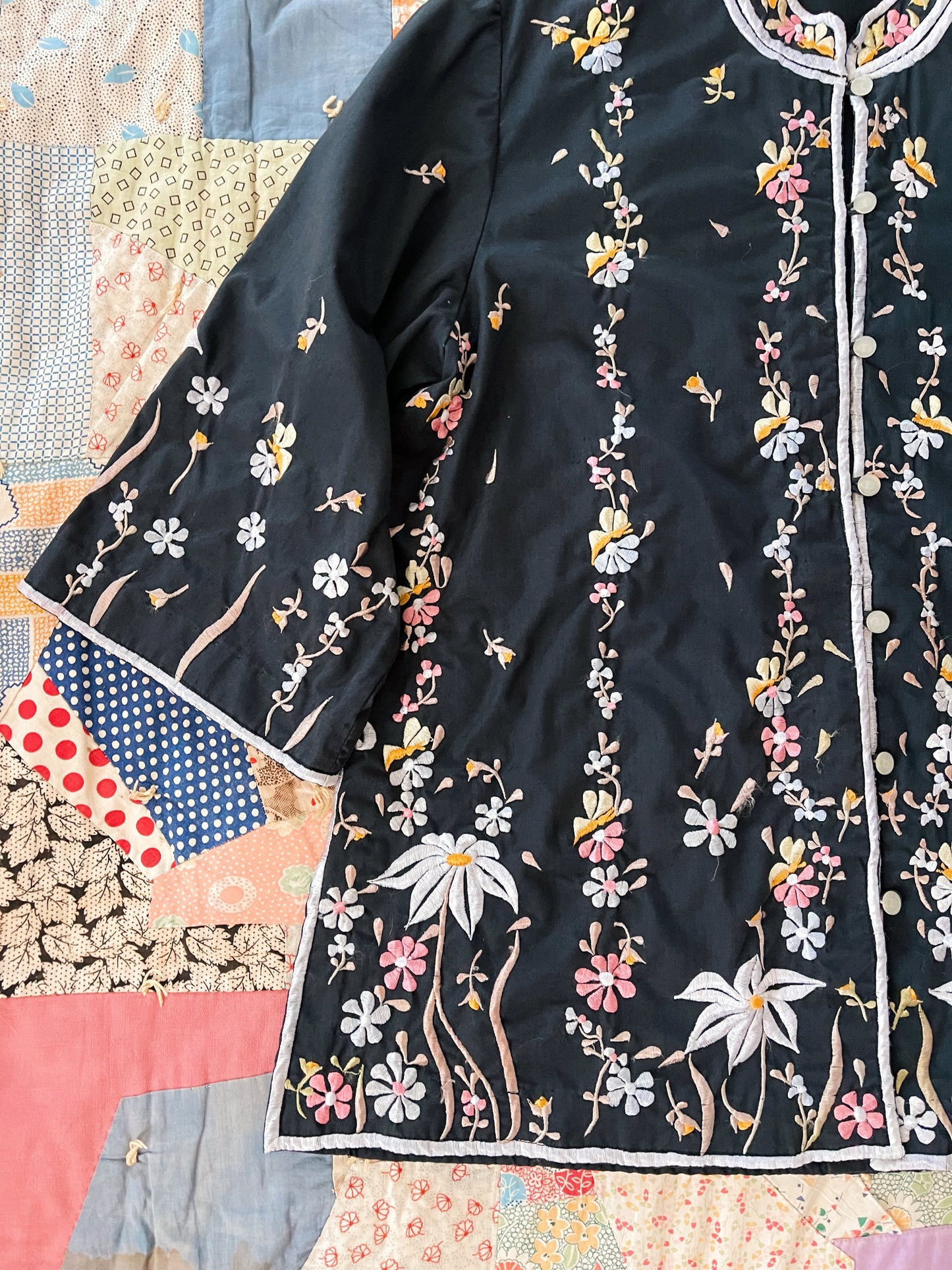 Vintage Embroidered Mandarin Style Jacket