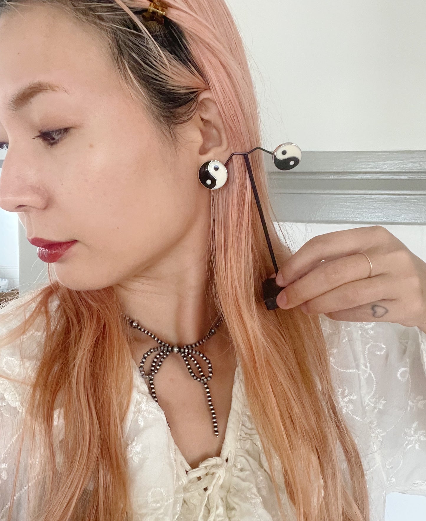 1990s Ying Yang Sterling Silver Pierce