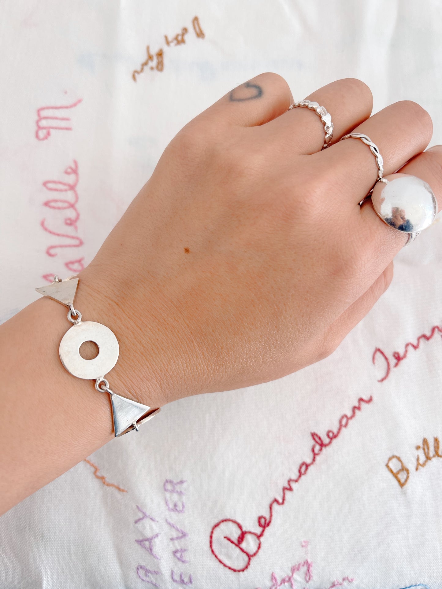 Vintage Artisan Hand Crafted Silver Bracelet