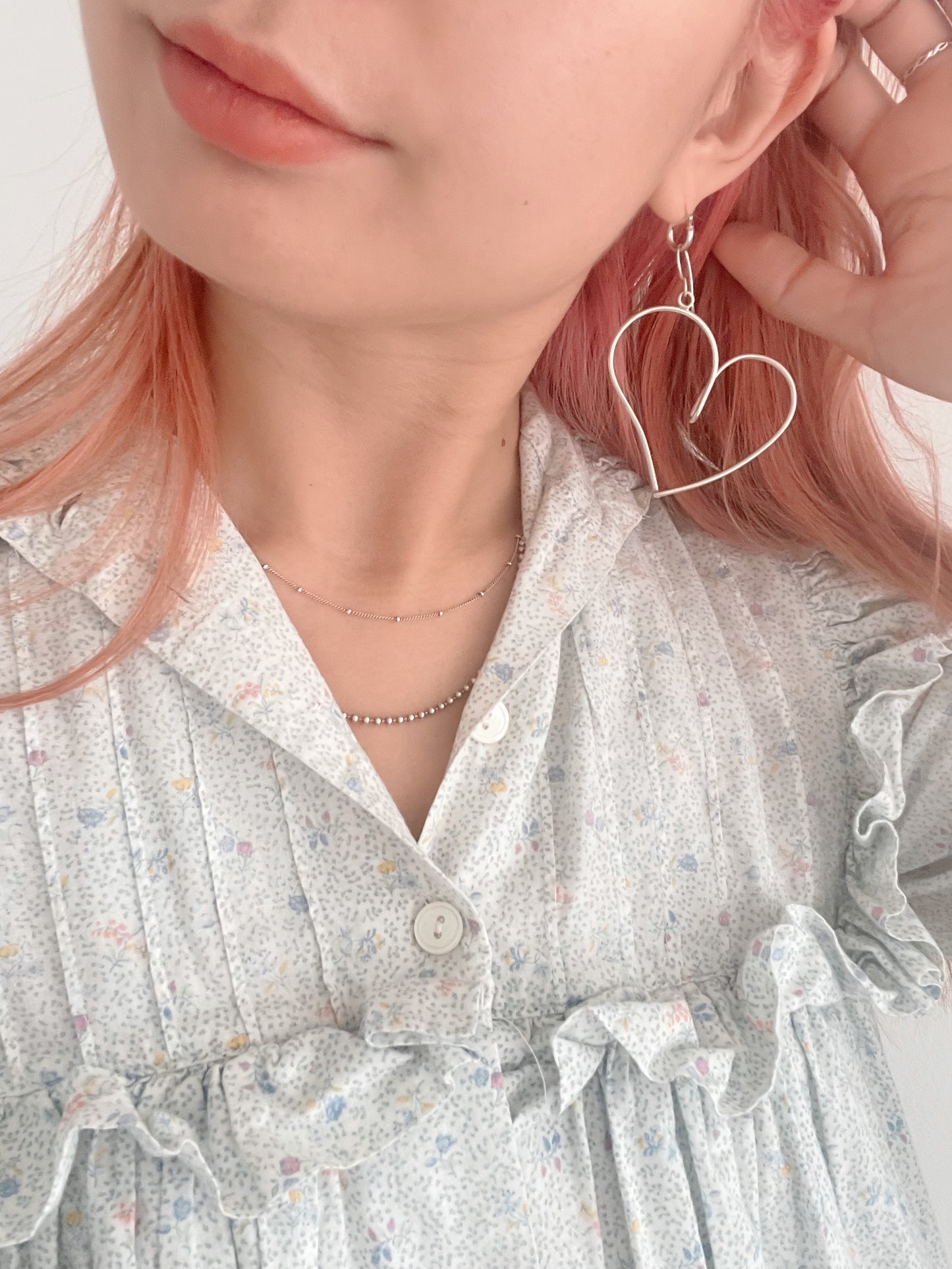 Huge Heart Hoop Silver Pierce.