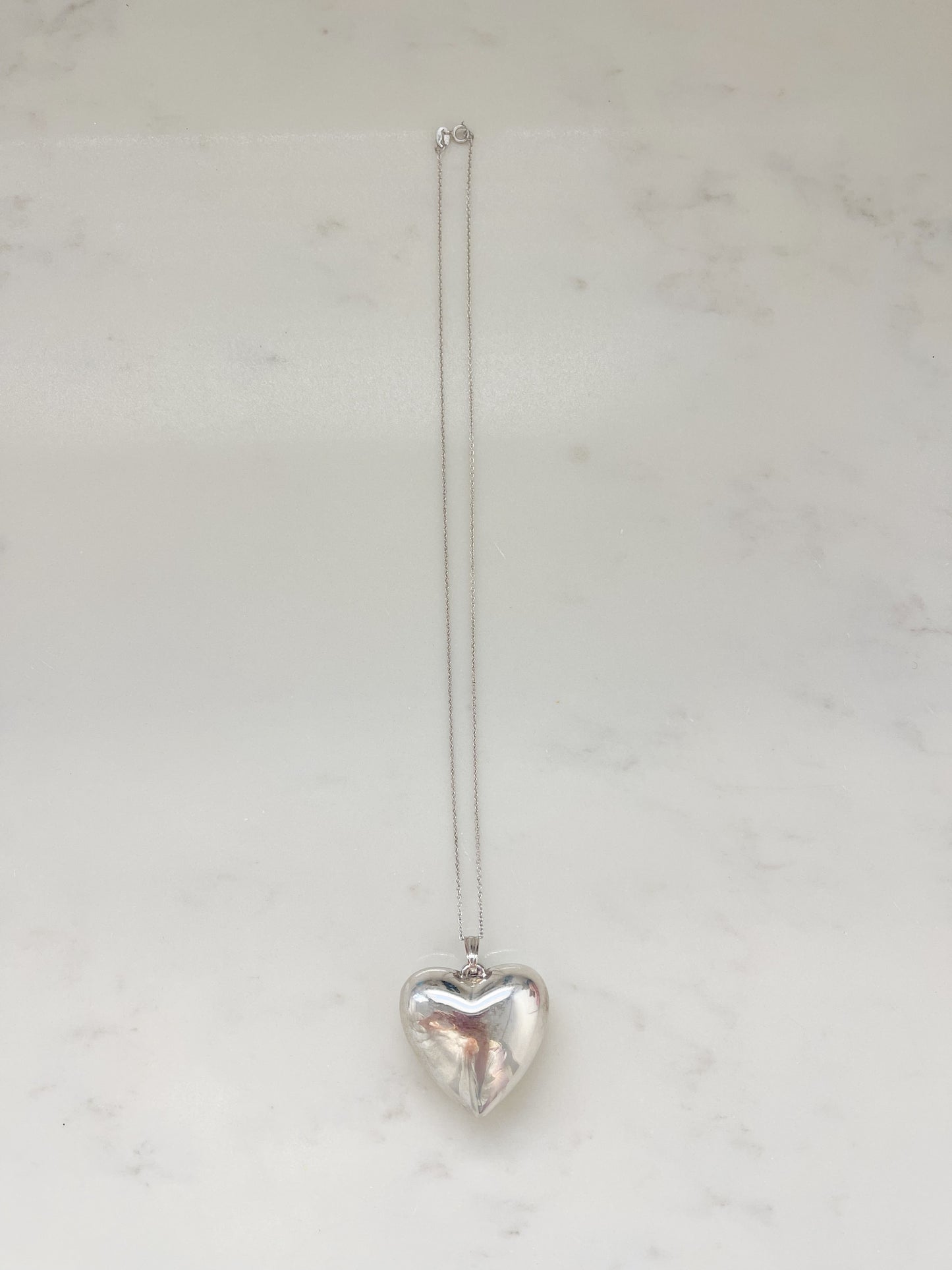 Vintage Large Puffy Heart Charm Necklace