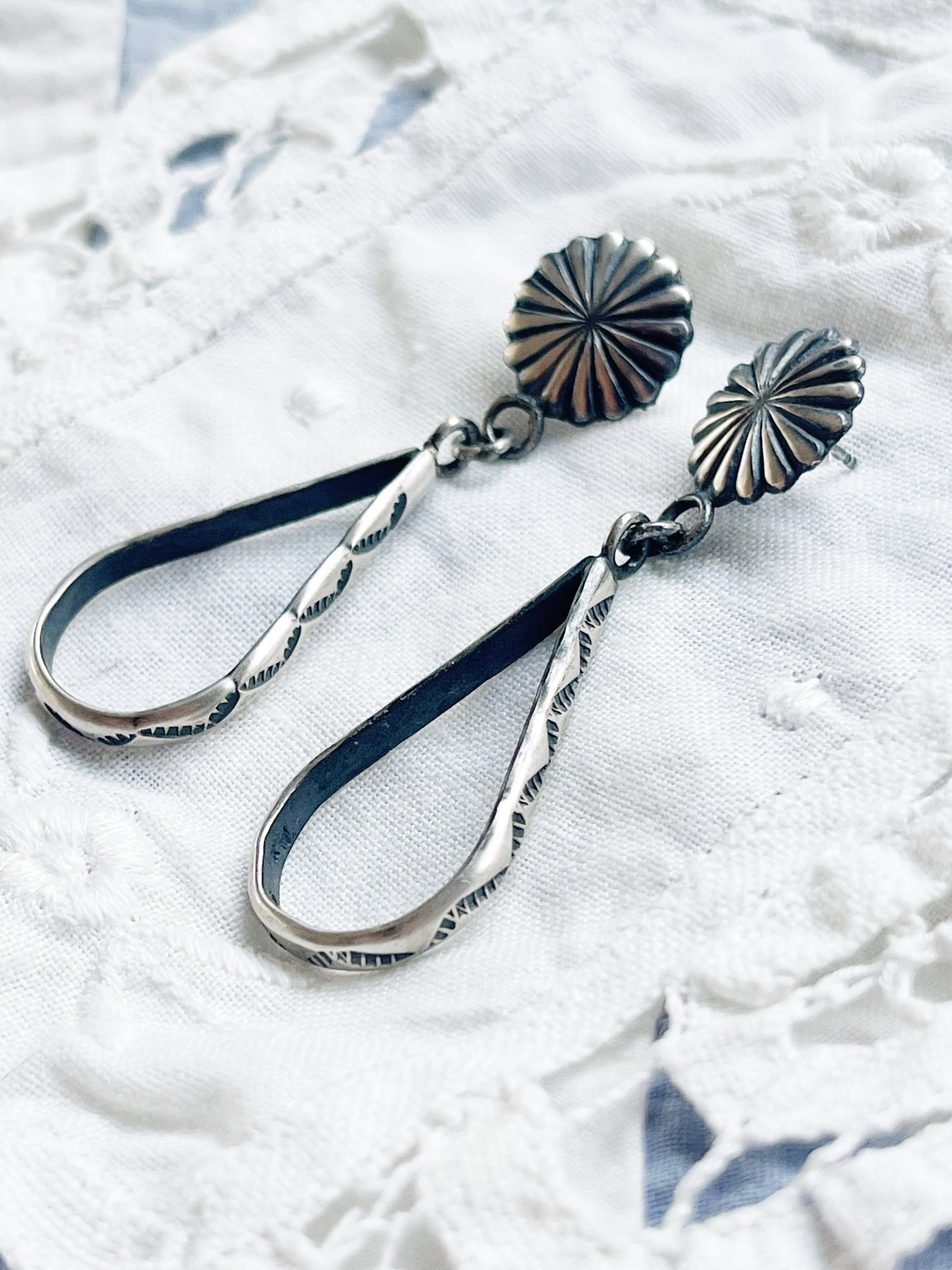 Navajo Drop Hoop With Stamps Pierce