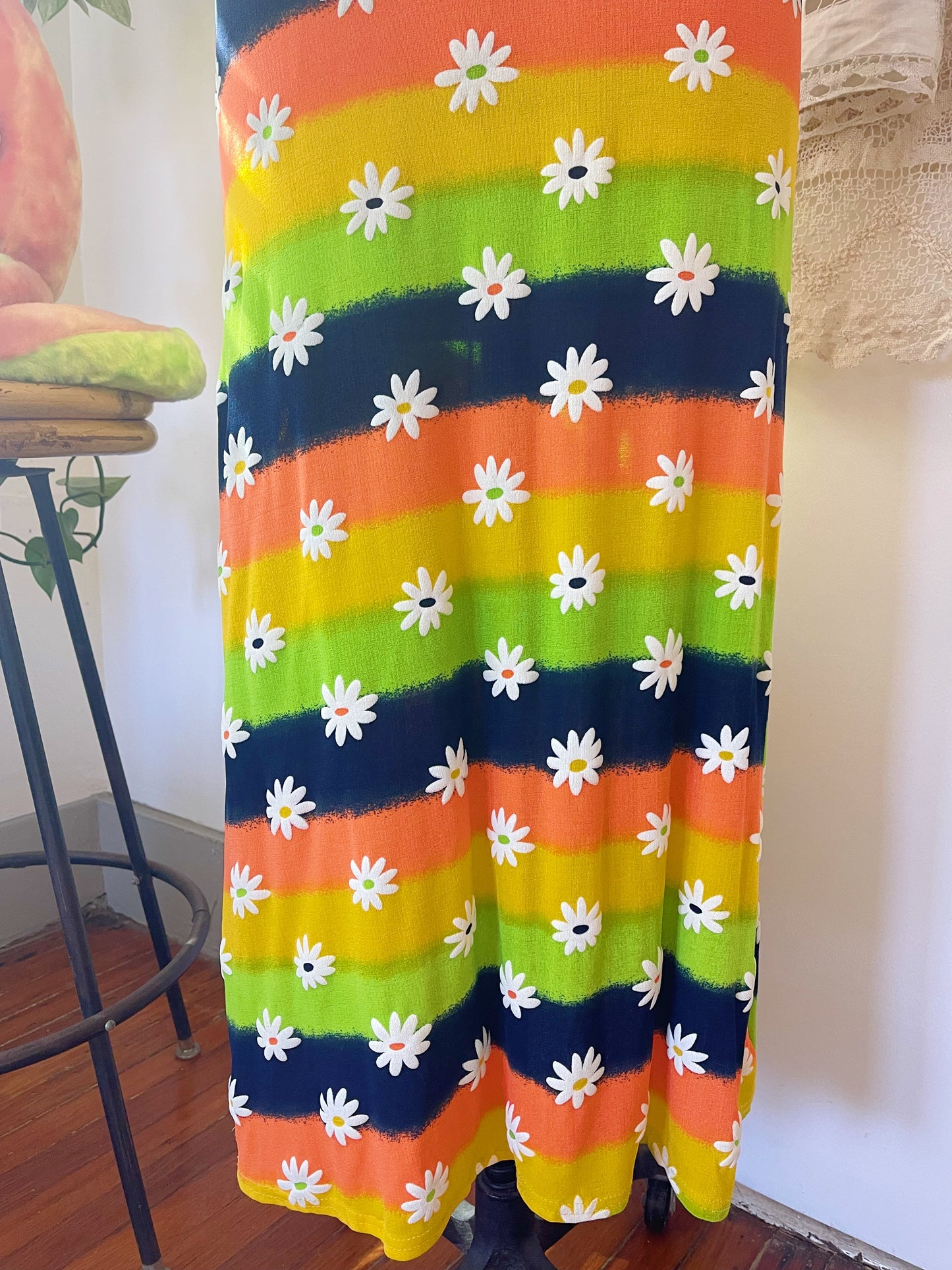 1980s Flowers Long Dress