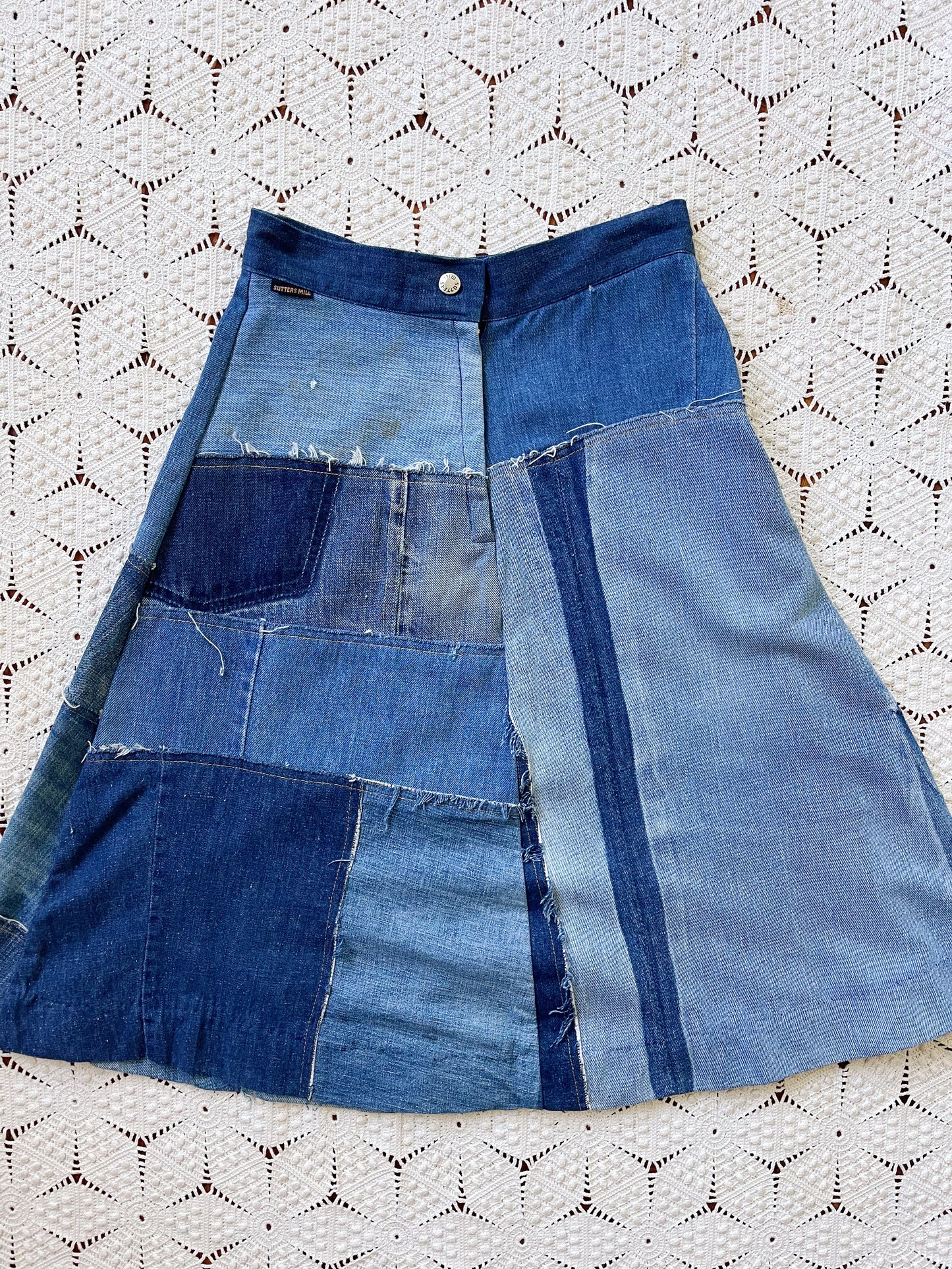 1970s Vintage Patchworks Denim Skirt