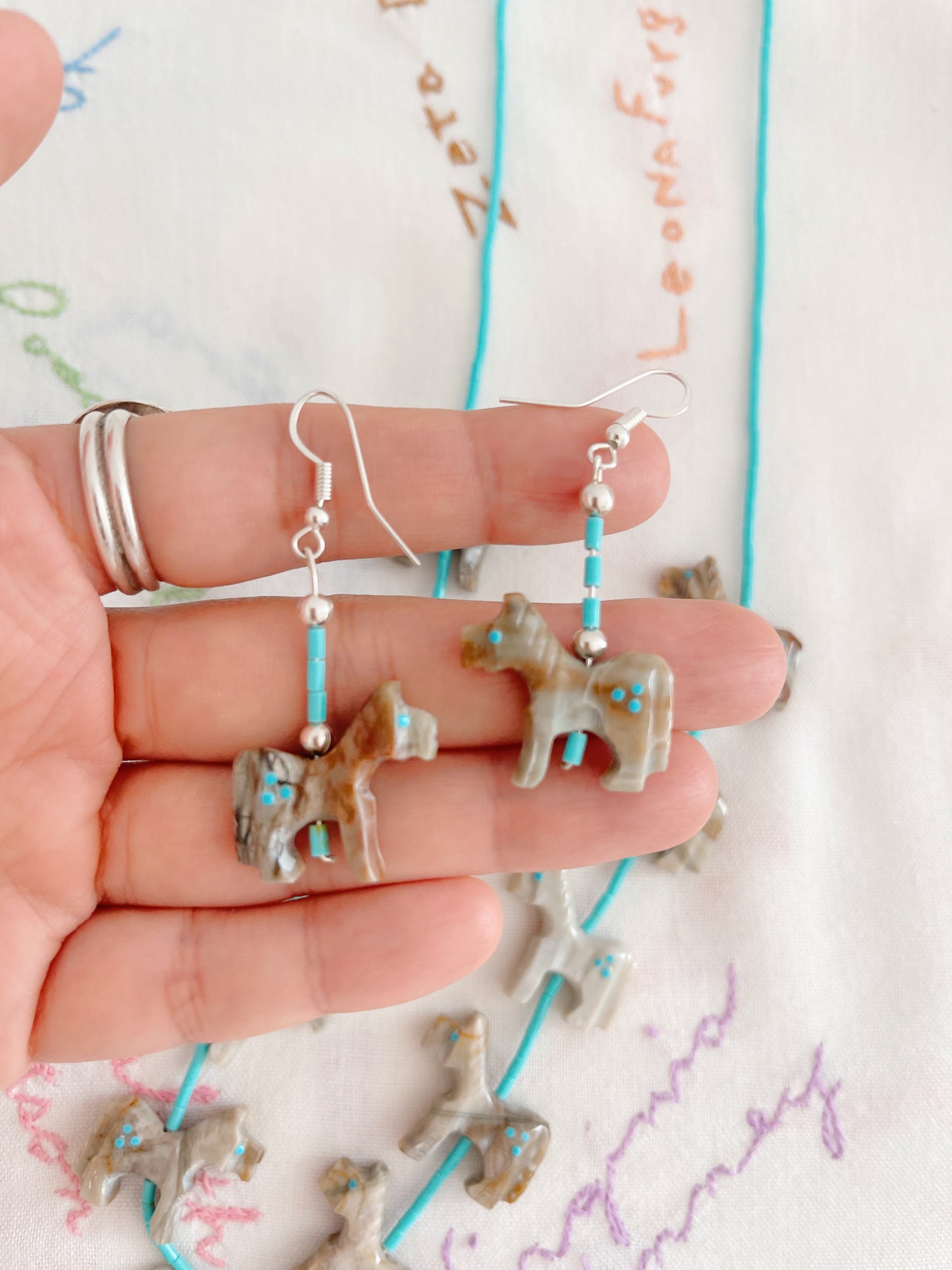 Zuni Horses Fetish Necklace and Pierce