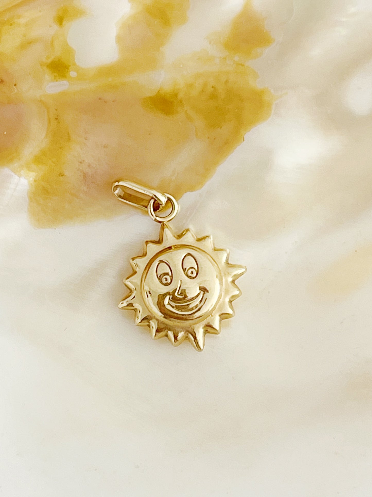 14k Gold Sun Face Necklace. So Cute!