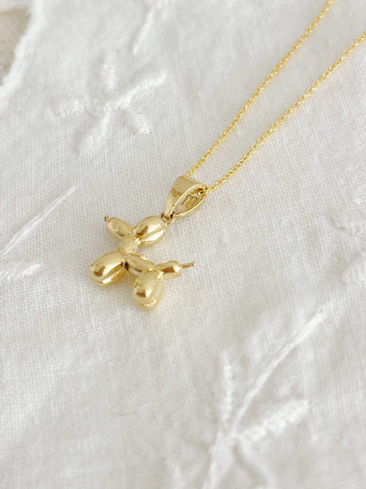 14k Solid Gold Balloon Dog Necklace. So Cute!