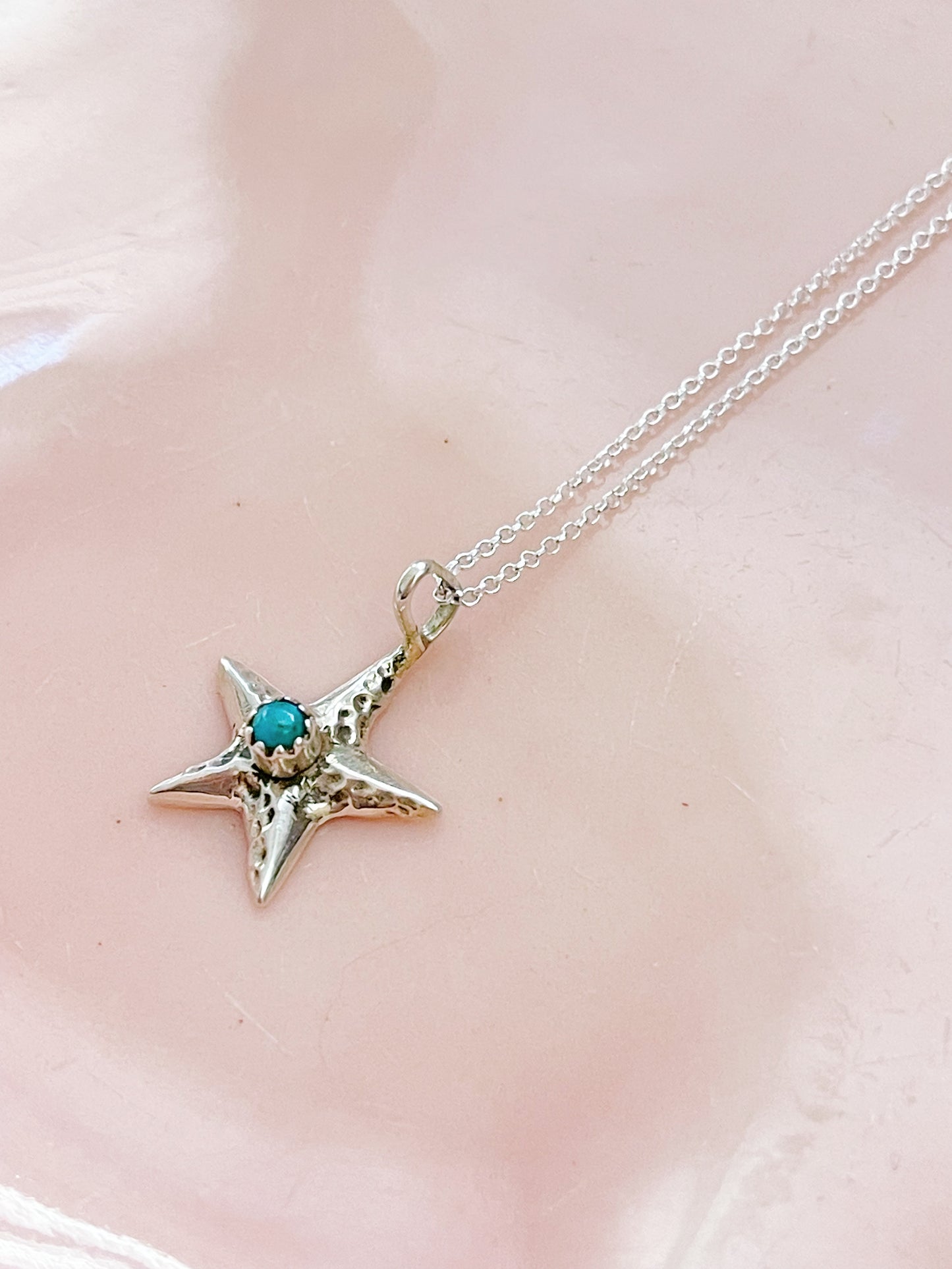 Tiny Star With Turquoise Necklace By Navajo