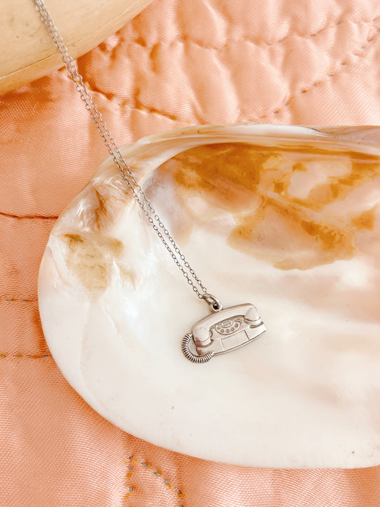 Vintage Telephone Charm Necklace