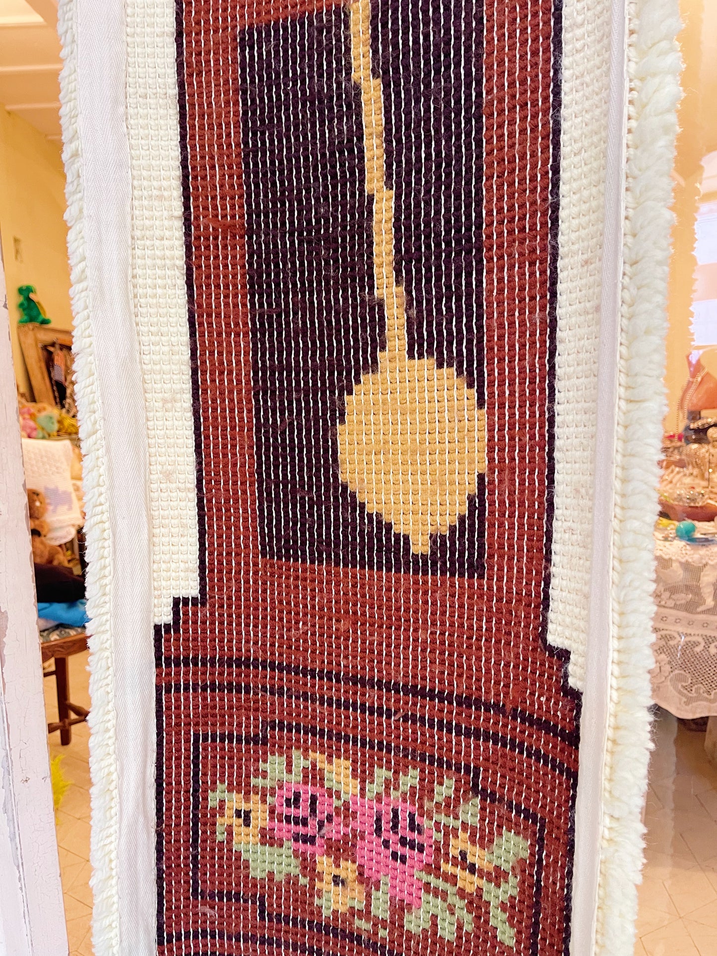 Vintage Grandfather's Clock Latch Hook Rug