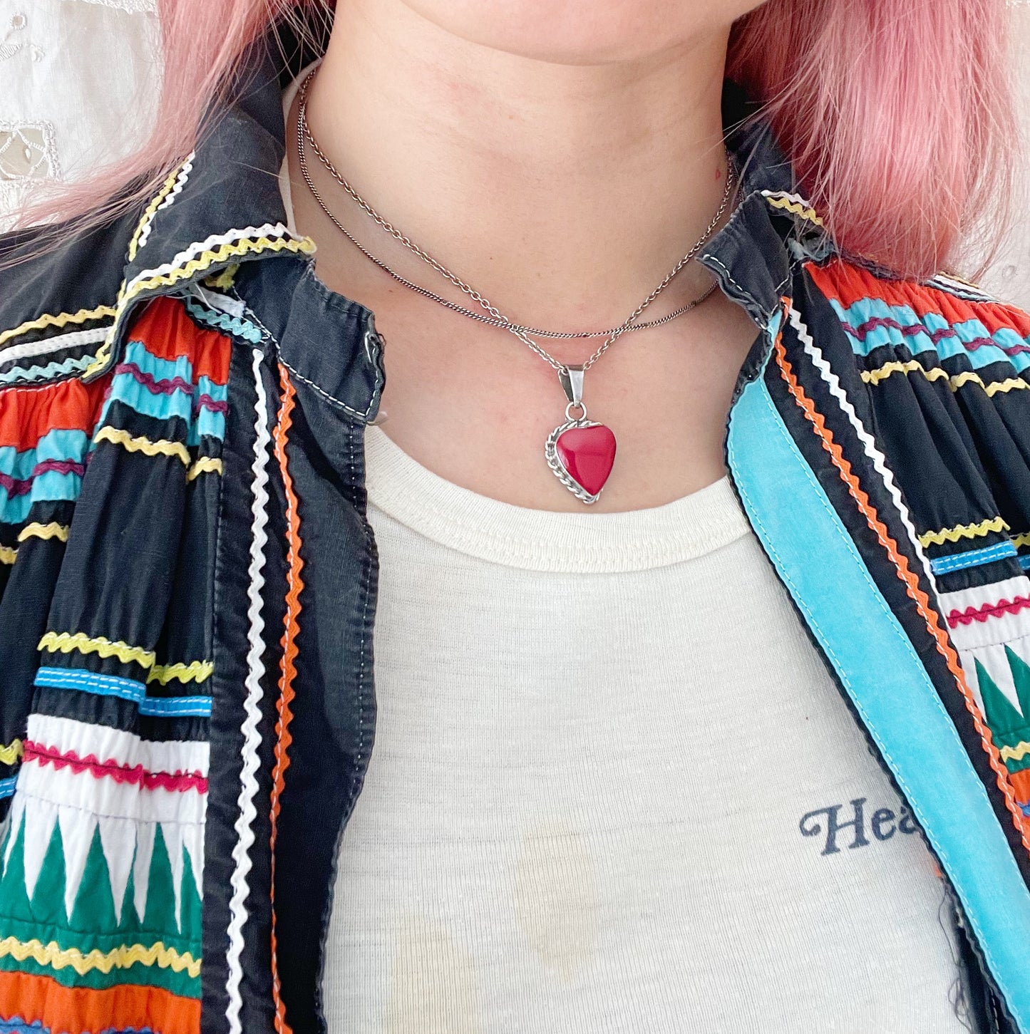 Vintage Red Jasper Heart Necklace